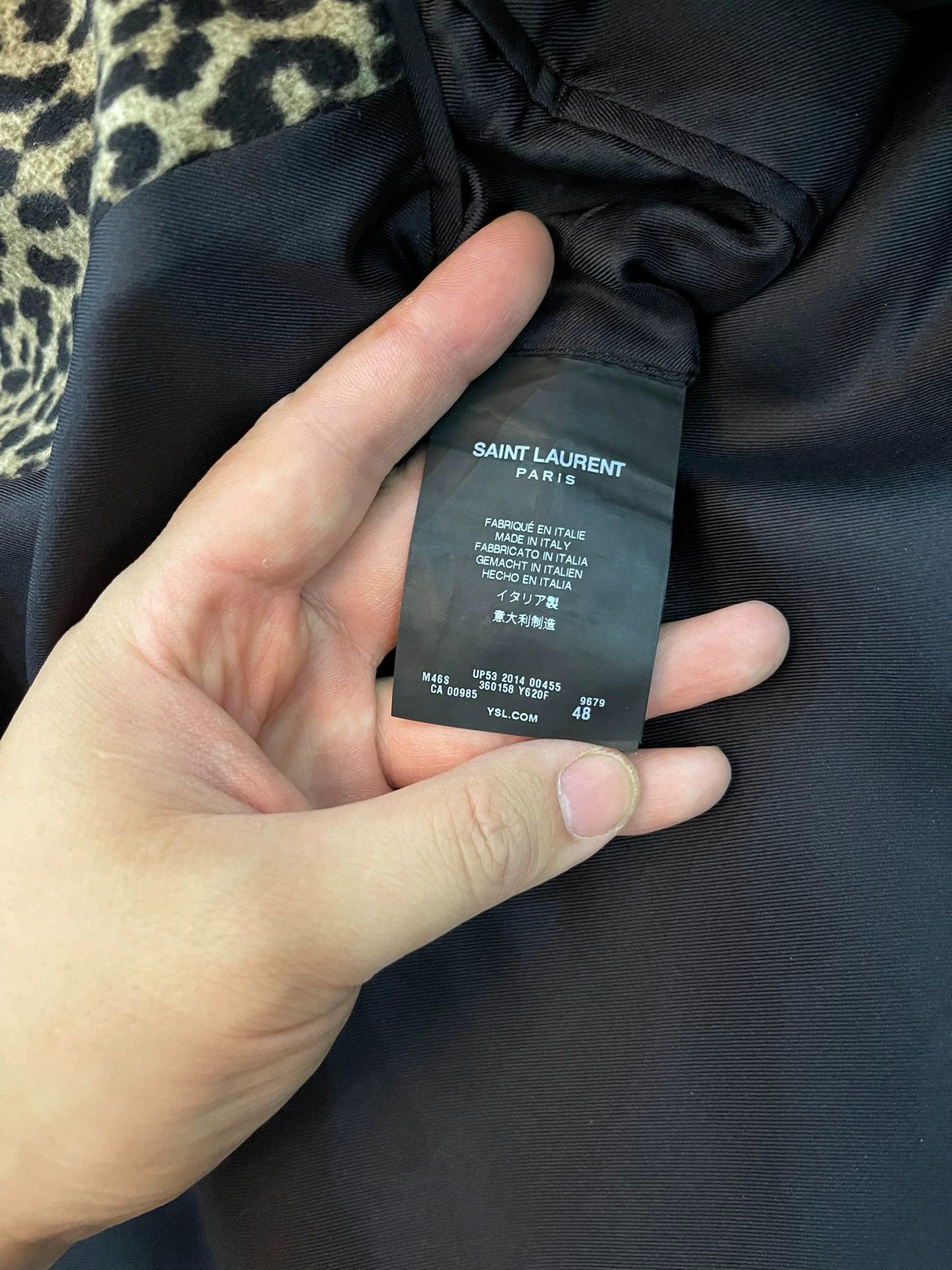Saint Laurent Paris SLP Runway Coat 48 Black Corduroy Collar Leopard Size US M / EU 48-50 / 2 - 5 Thumbnail