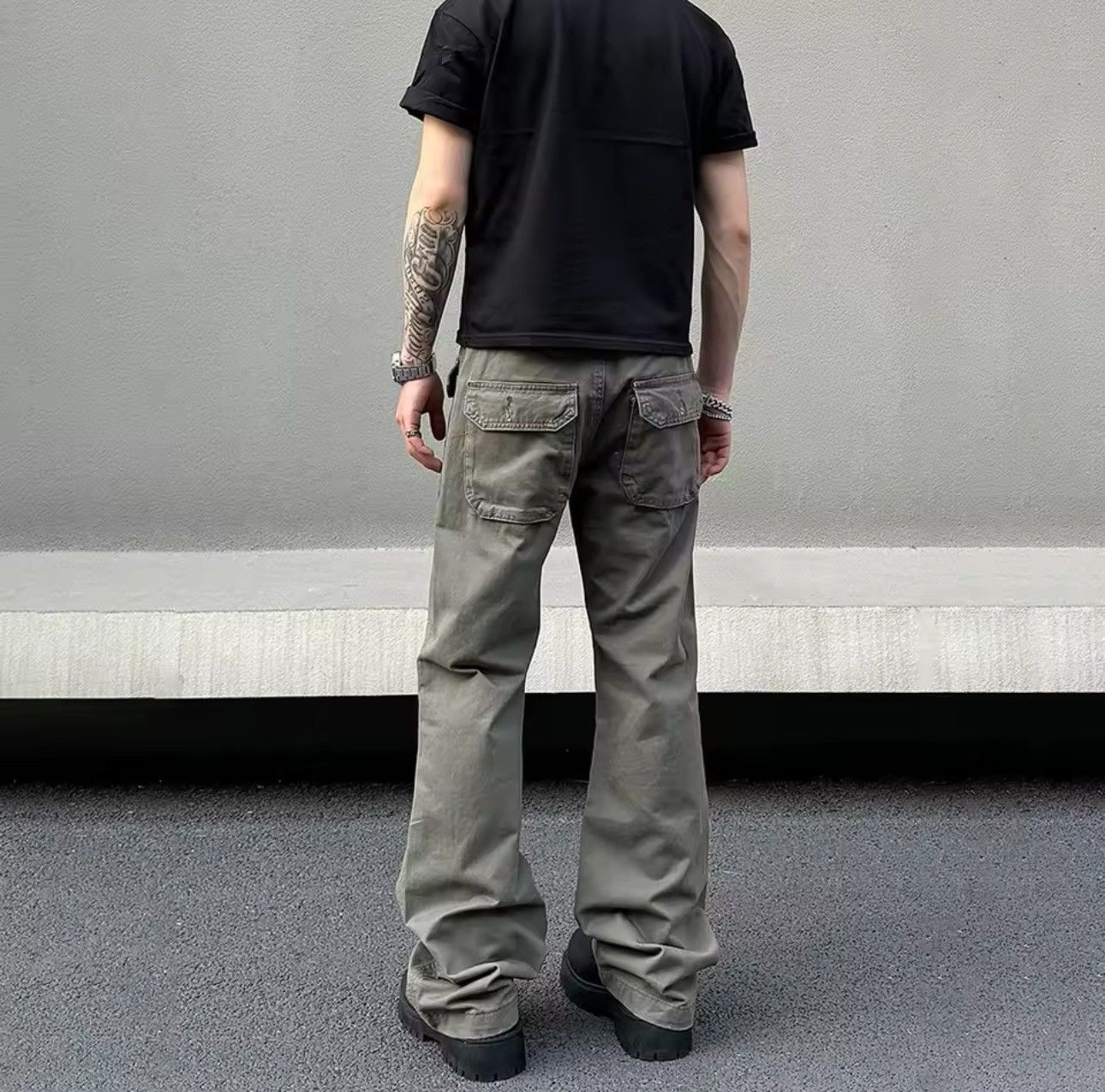 Designer × Other Streetwear Design Pocket Punk Loose Straight Cargo Pants Size US 35 - 2 Thumbnail