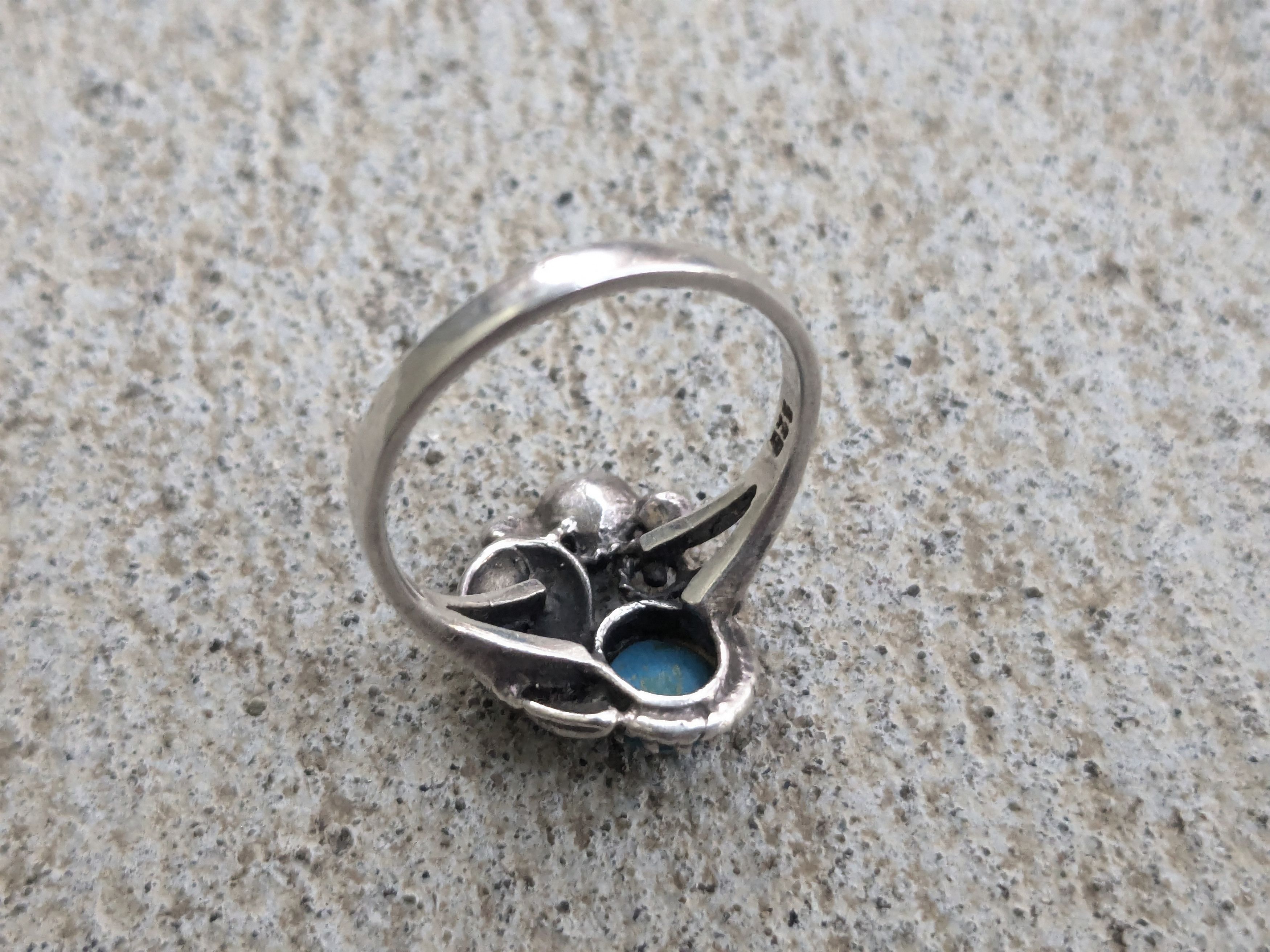 Jewelry × Sterling Silver Vintage Sterling Silver Ring Faux Turquoise 8.5 Navajo Leaf Size ONE SIZE - 6 Thumbnail