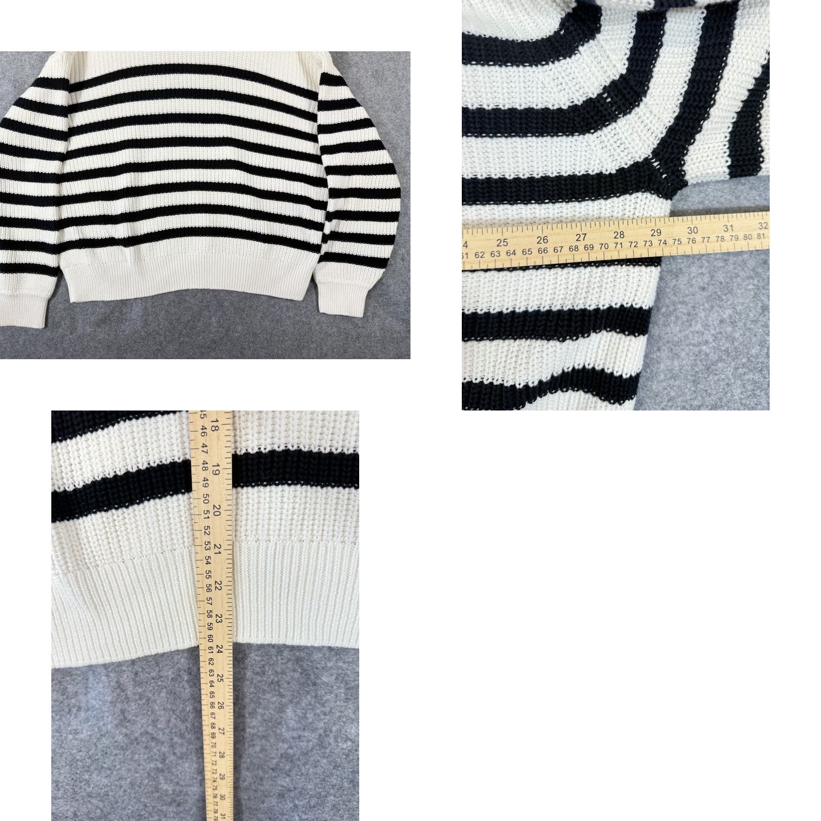 Gap Gap Sweater Womens 2XL Ivory Black Striped Crewneck Long Sleeve NWT Pullover Casual Knit Size XXL / US 16-18 / IT 52-54 - 9 Thumbnail