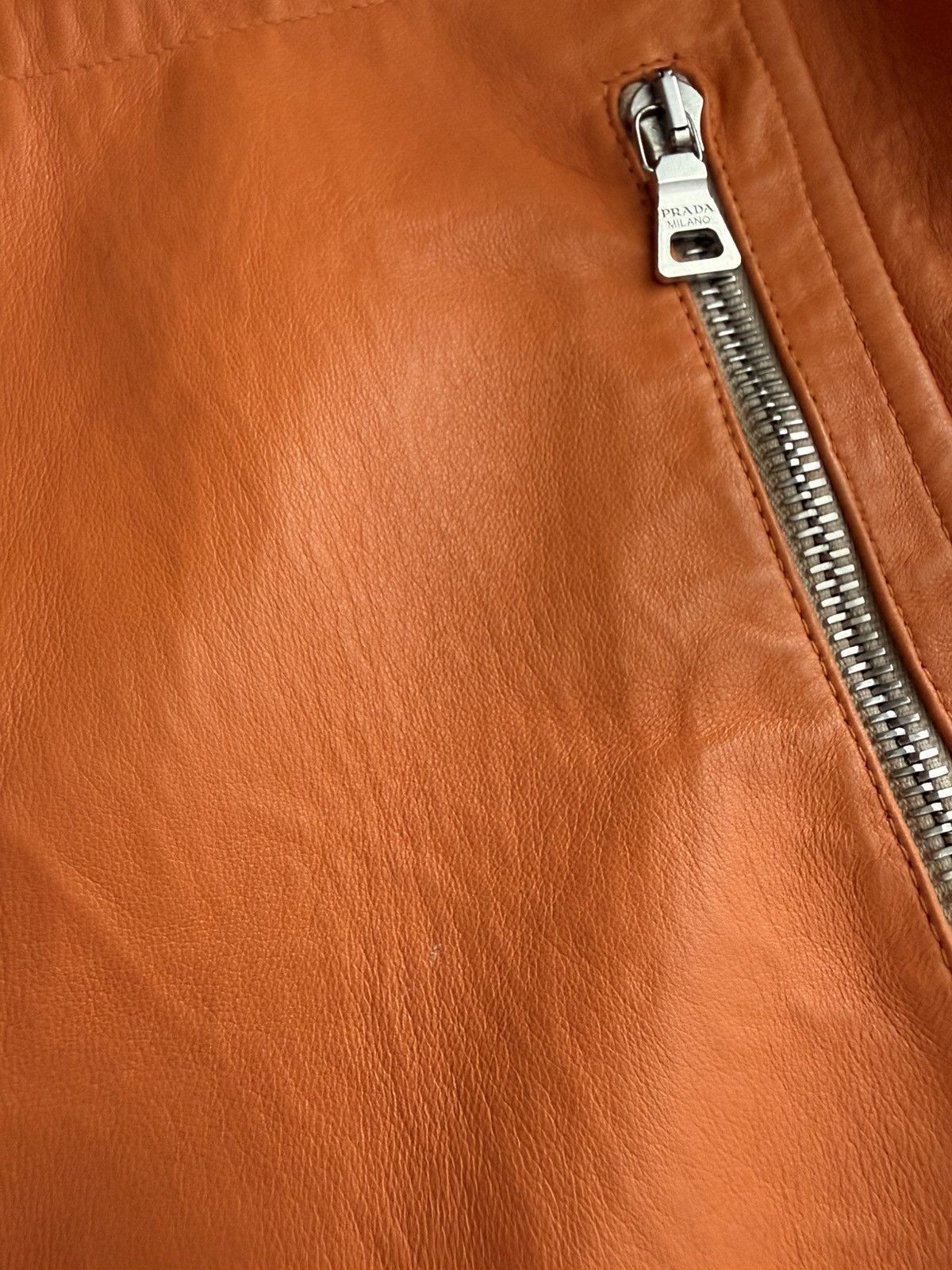 Prada Prada AW2000 Vintage Orange Y2k Biker Leather Jacket Size US M / EU 48-50 / 2 - 8 Thumbnail
