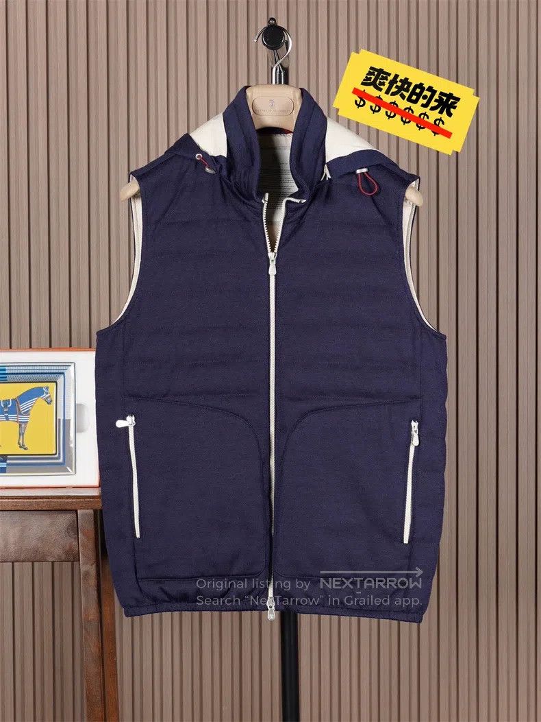 Brunello Cucinelli Brunello Cucinelli Men's cashmere/wool hooded down vest, f Size US S / EU 44-46 / 1 - 1 Thumbnail