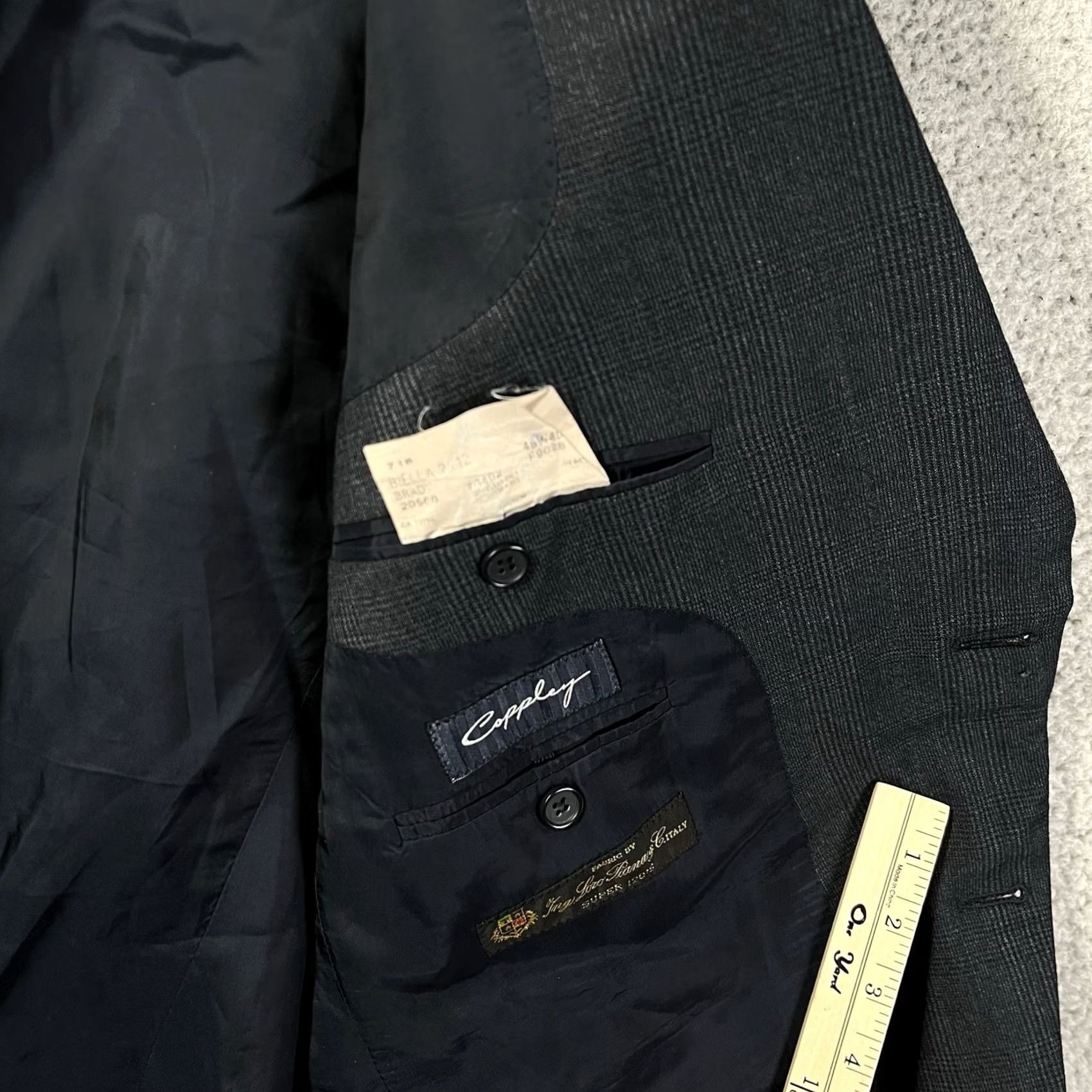 Vintage Coppley Loro Piana Sport Coat Blazer Mens 46 Blue Wool 2 Button Notch Lapel Regular 2 Piece Dry Clean Only Men's Suit Coat Size 46R - 6 Thumbnail