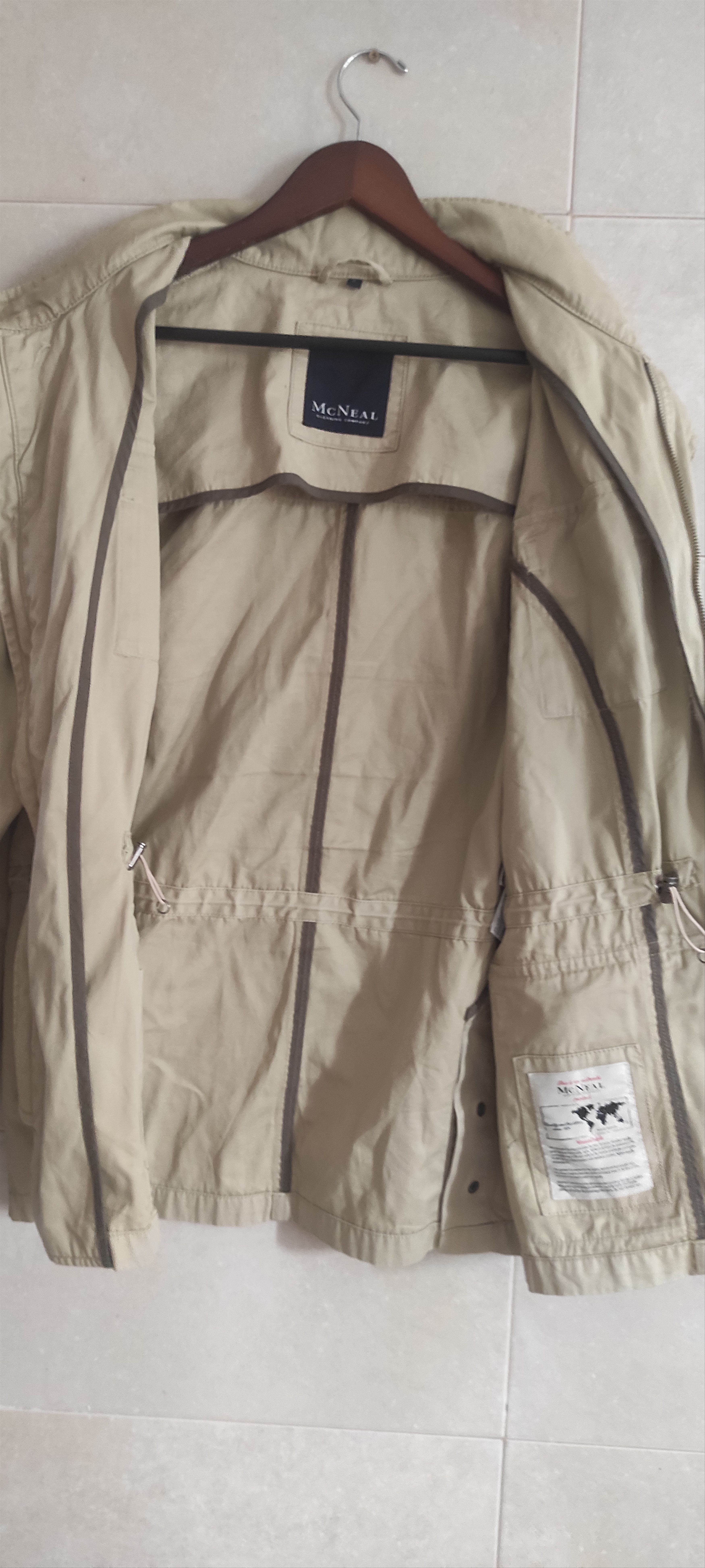 Other McNeal Men Beige Classic Hooded Safari Jacket Zipped Pockets Size US L / EU 52-54 / 3 - 16 Thumbnail