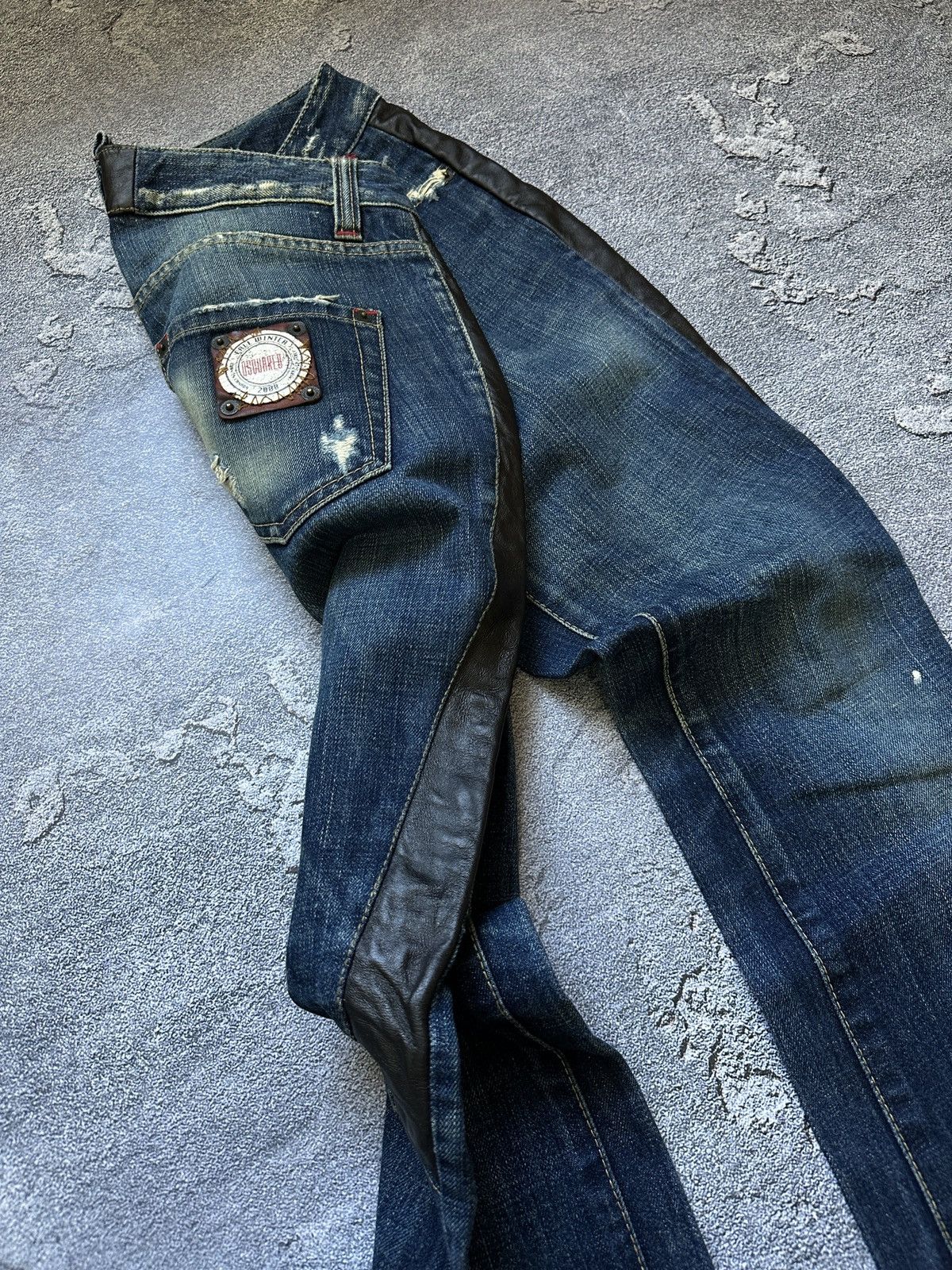 Dsquared2 Vtg Dsquared2 Distressed Leather Inserts Denim Size 38 IT Size 26" / US 2 / IT 38 - 3 Thumbnail