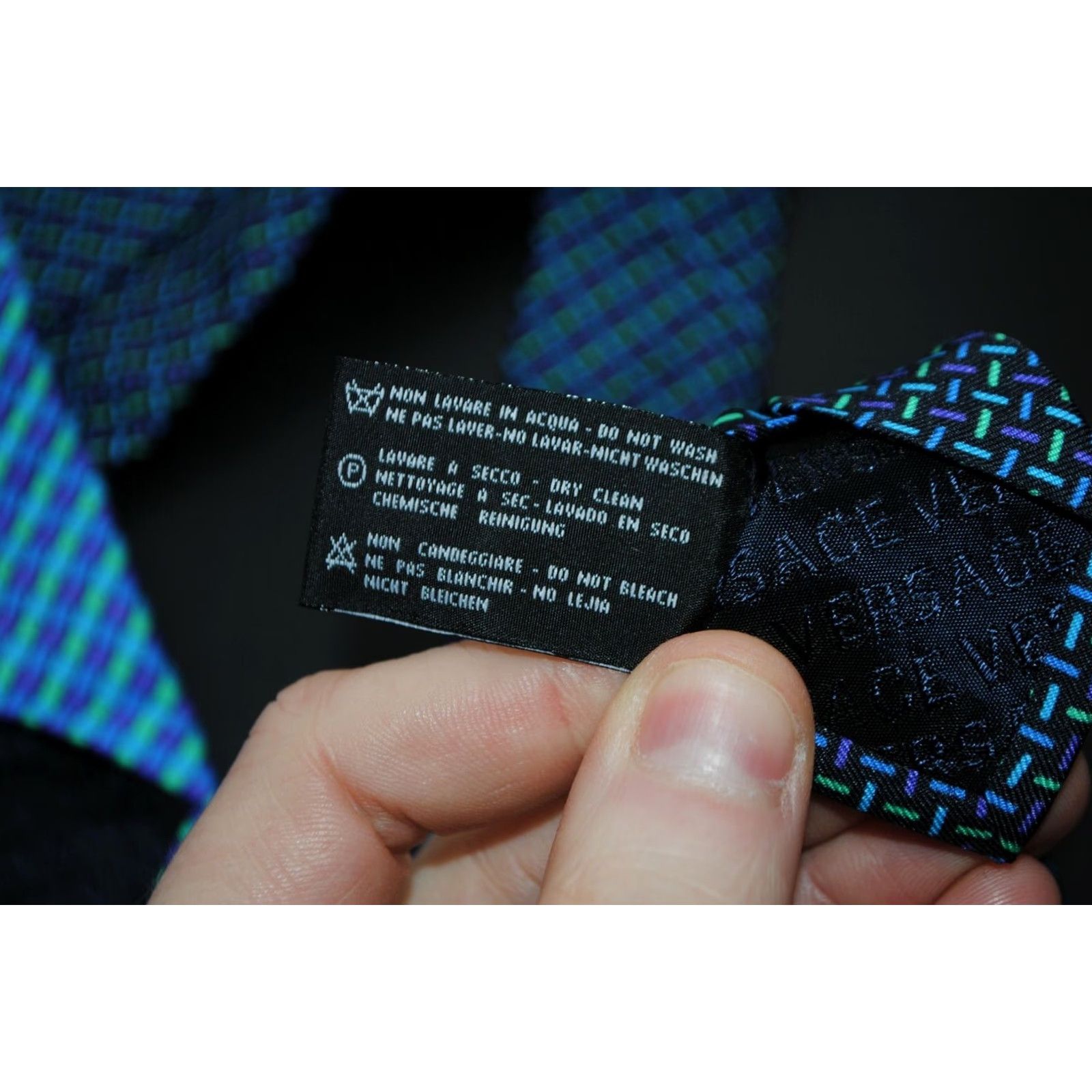 Versace VERSACE TIE Men Geometric Medusa 100% Silk Blue Made in Italy 57 in. Classic Authentic Size ONE SIZE - 8 Thumbnail