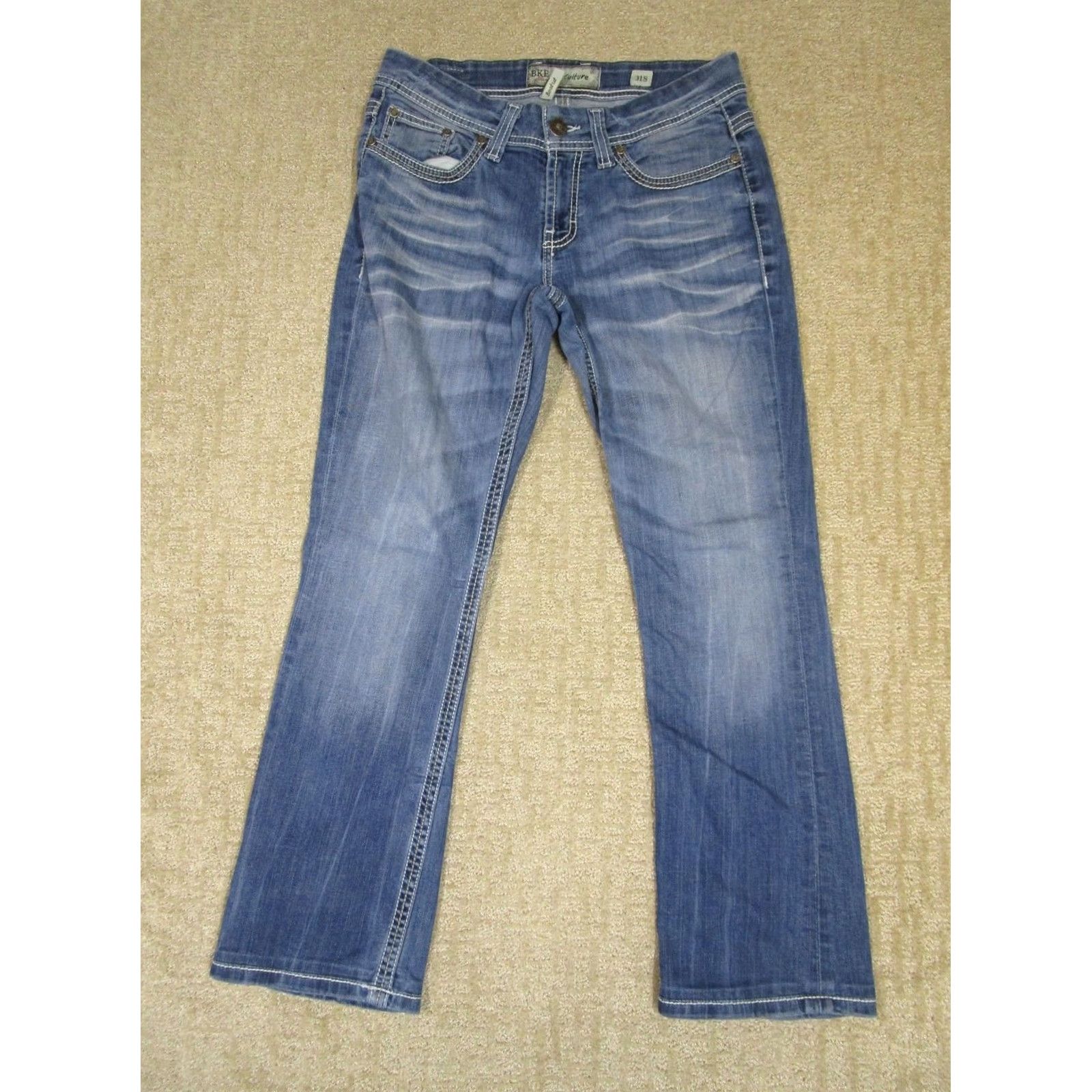 Vintage BKE Jeans Women 31 Low Rise Bootcut Petite Buckle Culture Denim Jeans Light Wash Blue 5-Pocket Logo 28in Inseam Regular Rise Womens Size 24" / US 00 / IT 34 - 2 Thumbnail