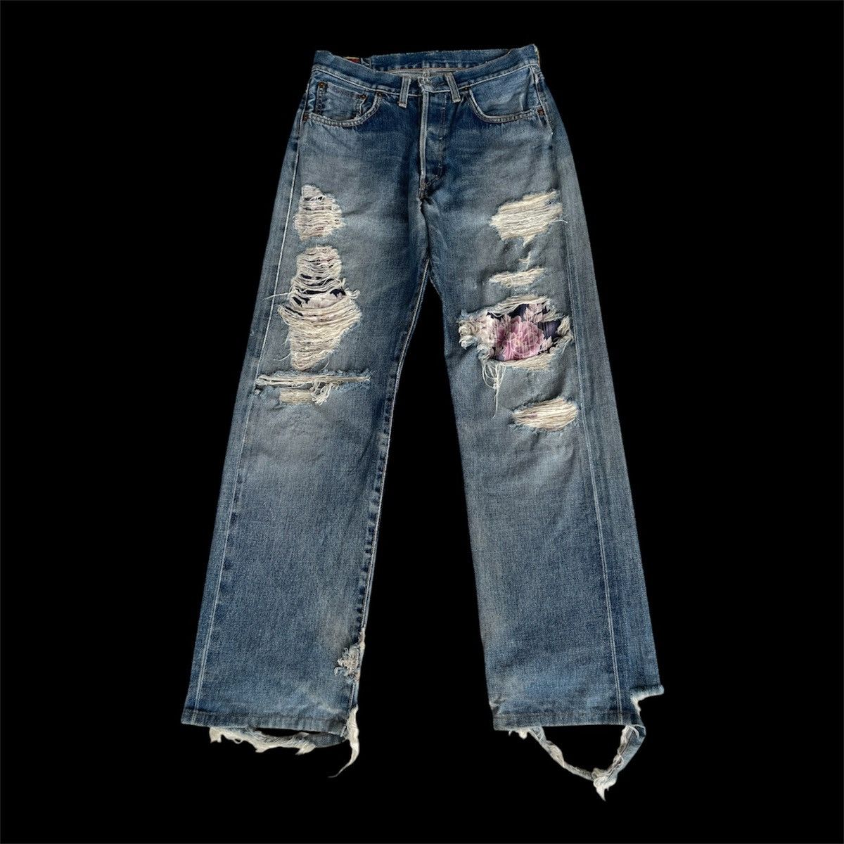 Edwin Thrashed Edwin 505SX Selvedge Crazy Ripped Distressed Denim Size US 30 / EU 46 - 3 Thumbnail