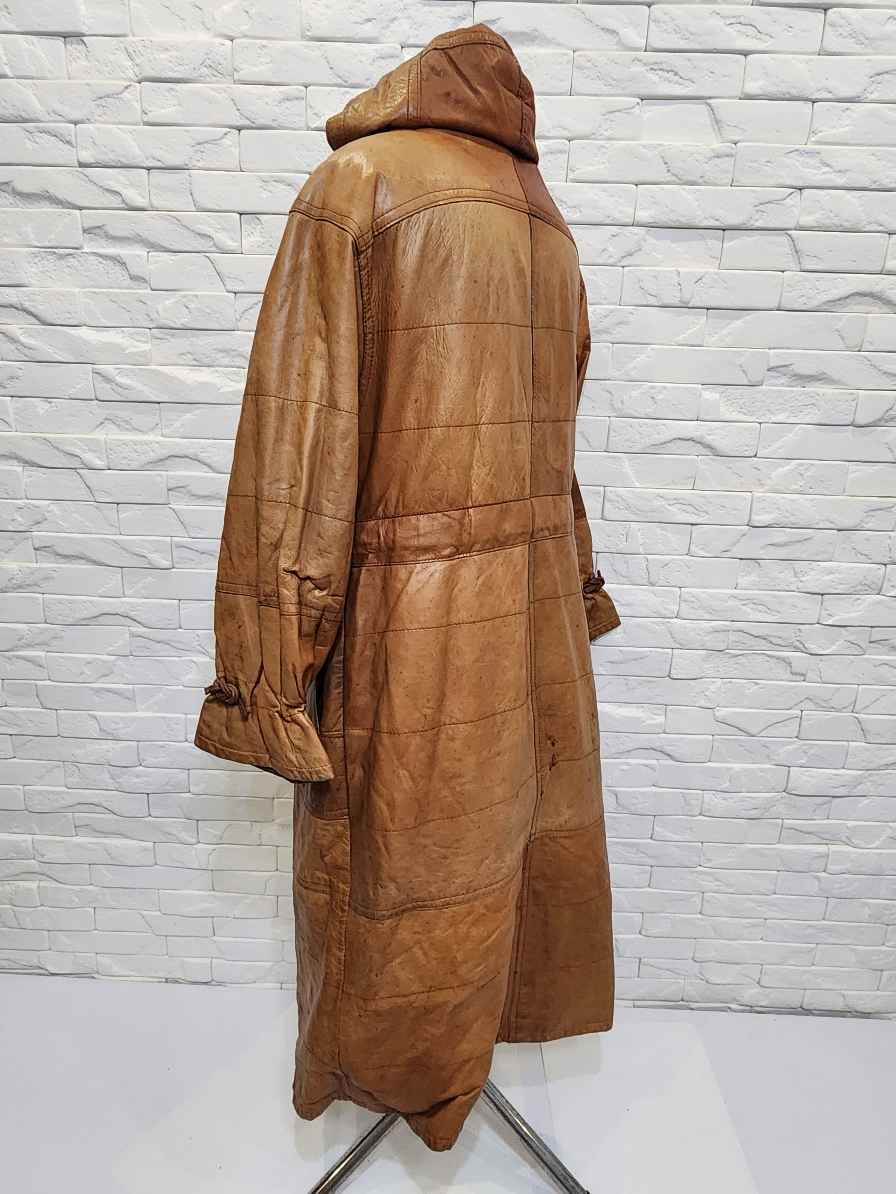 Vintage Brown women's leather jacket with a hood. Size XL / US 12-14 / IT 48-50 - 7 Thumbnail