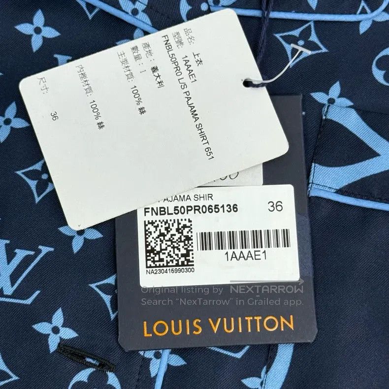 Louis Vuitton Louis Vuitton Blue full logo mulberry silk shirt Size XS / US 0-2 / IT 36-38 - 7 Thumbnail