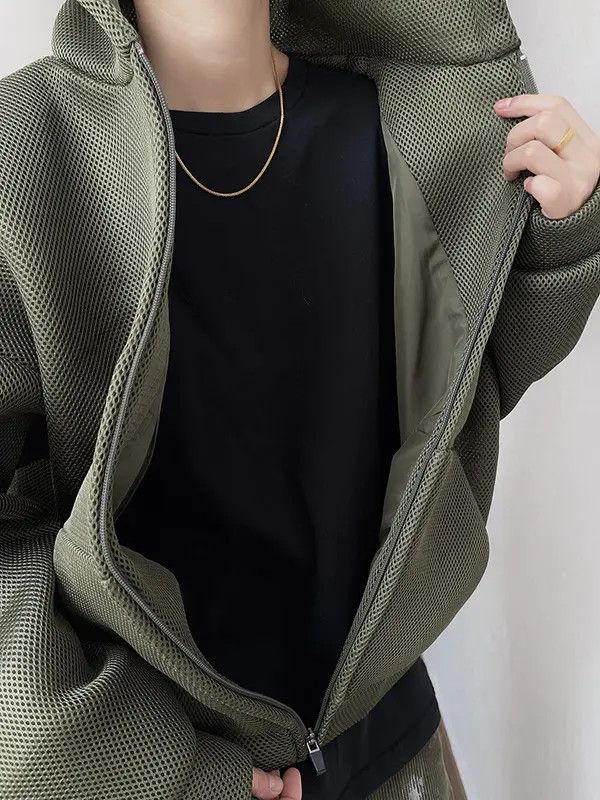 Vintage Fukatsu x Ayako Double Layer Green Mesh Hoodie Size US M / EU 48-50 / 2 - 8 Thumbnail