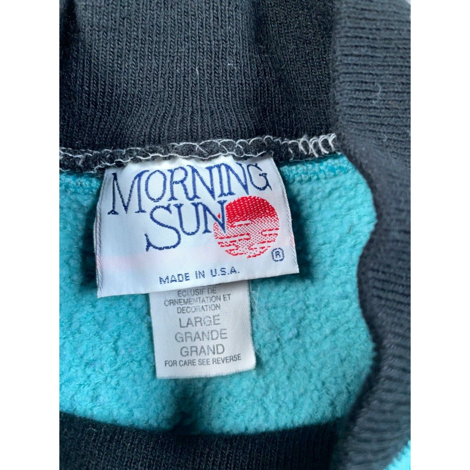 Vintage VTG Morning Sun Sweatshirt Bird 90s Mock Neck Green Adult Large Womens Pullover Casual Activewear Lightweight Graphic Print Cotton Blend Size L / US 10 / IT 46 - 3 Thumbnail