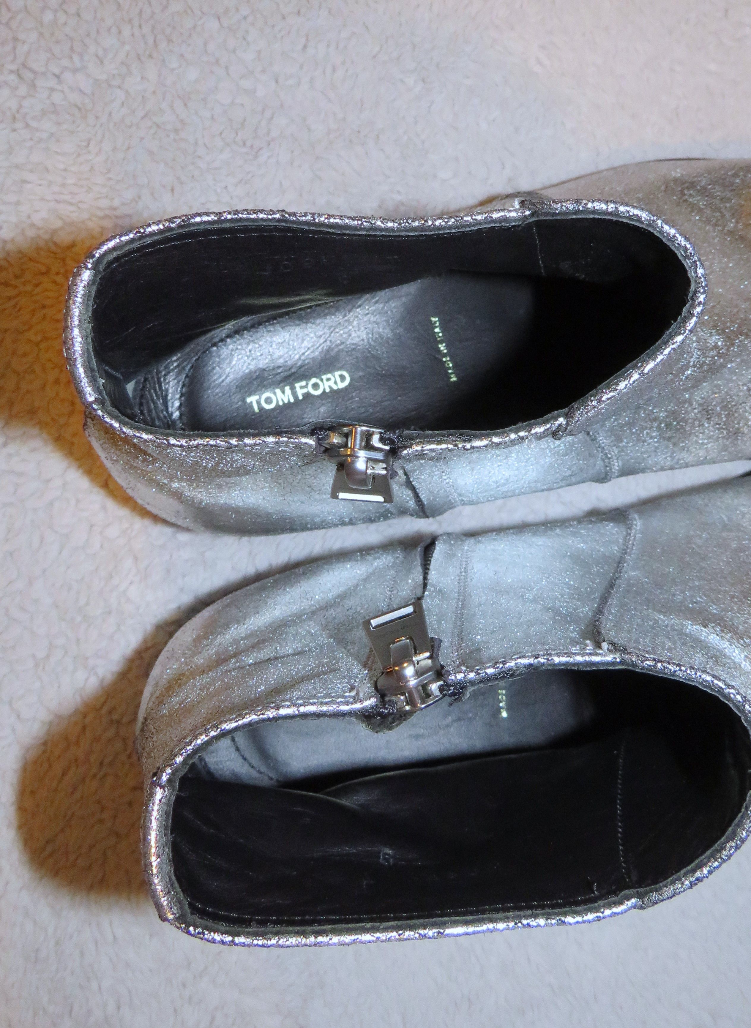 Tom Ford Edgar Silver Metallic Leather Side Zip Ankle Boots 9 T Size US 9 / EU 42 - 13 Thumbnail