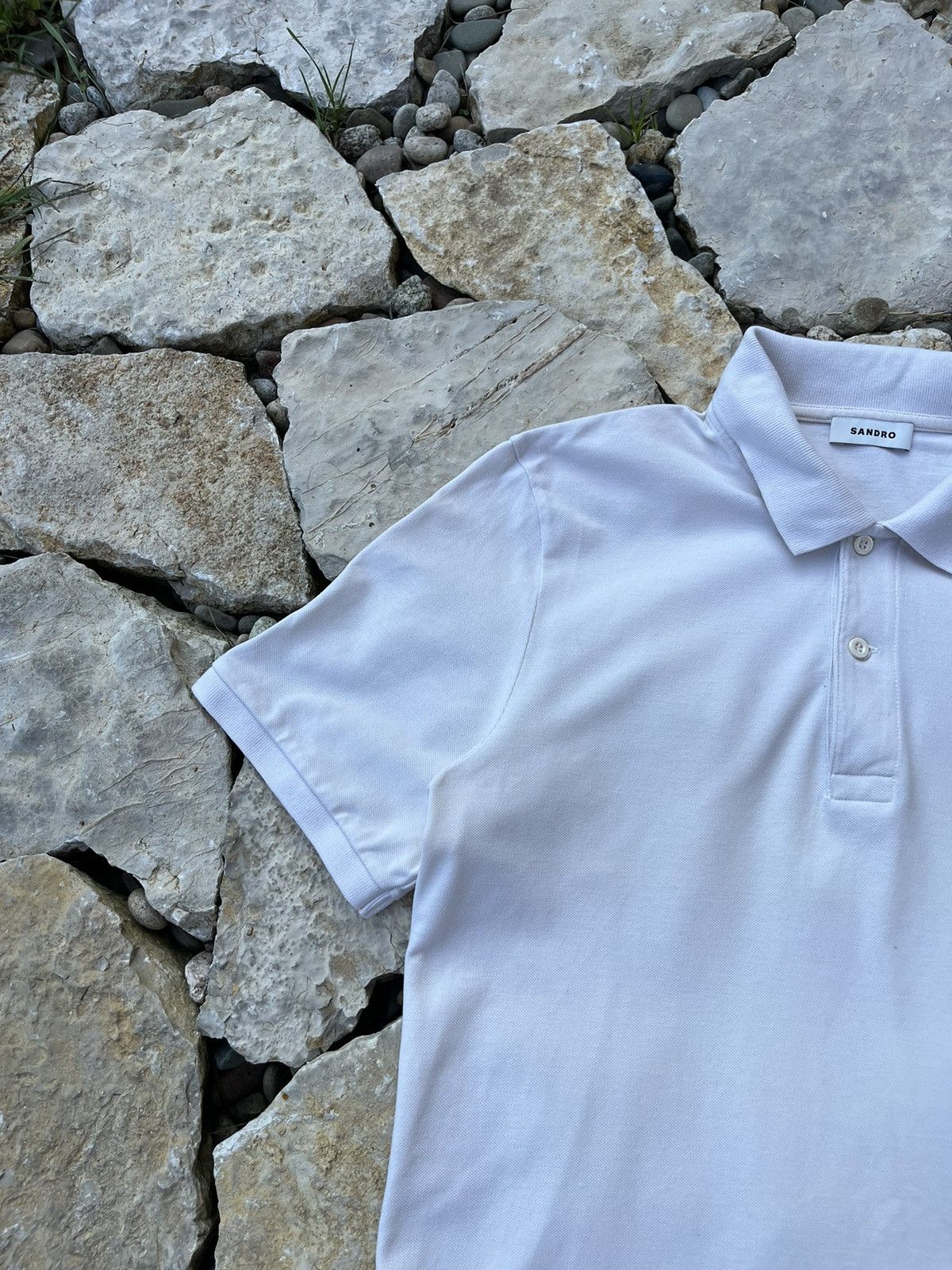 Designer × Sandro Sandro Paris cross chest logo flower aesthetic polo tee Size US M / EU 48-50 / 2 - 4 Thumbnail
