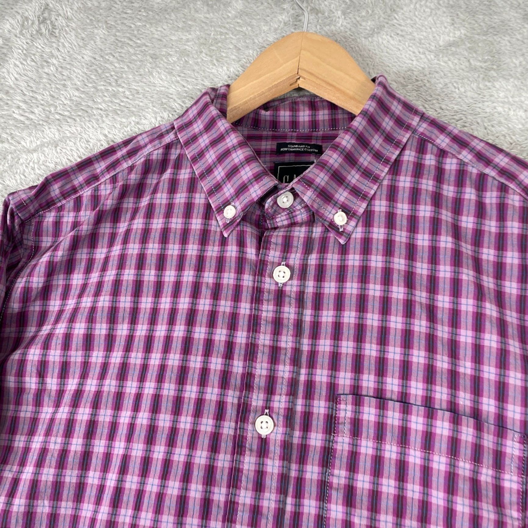 Gap Gap Shirt Mens M Purple Plaid Button-Down Size US M / EU 48-50 / 2 - 2 Thumbnail