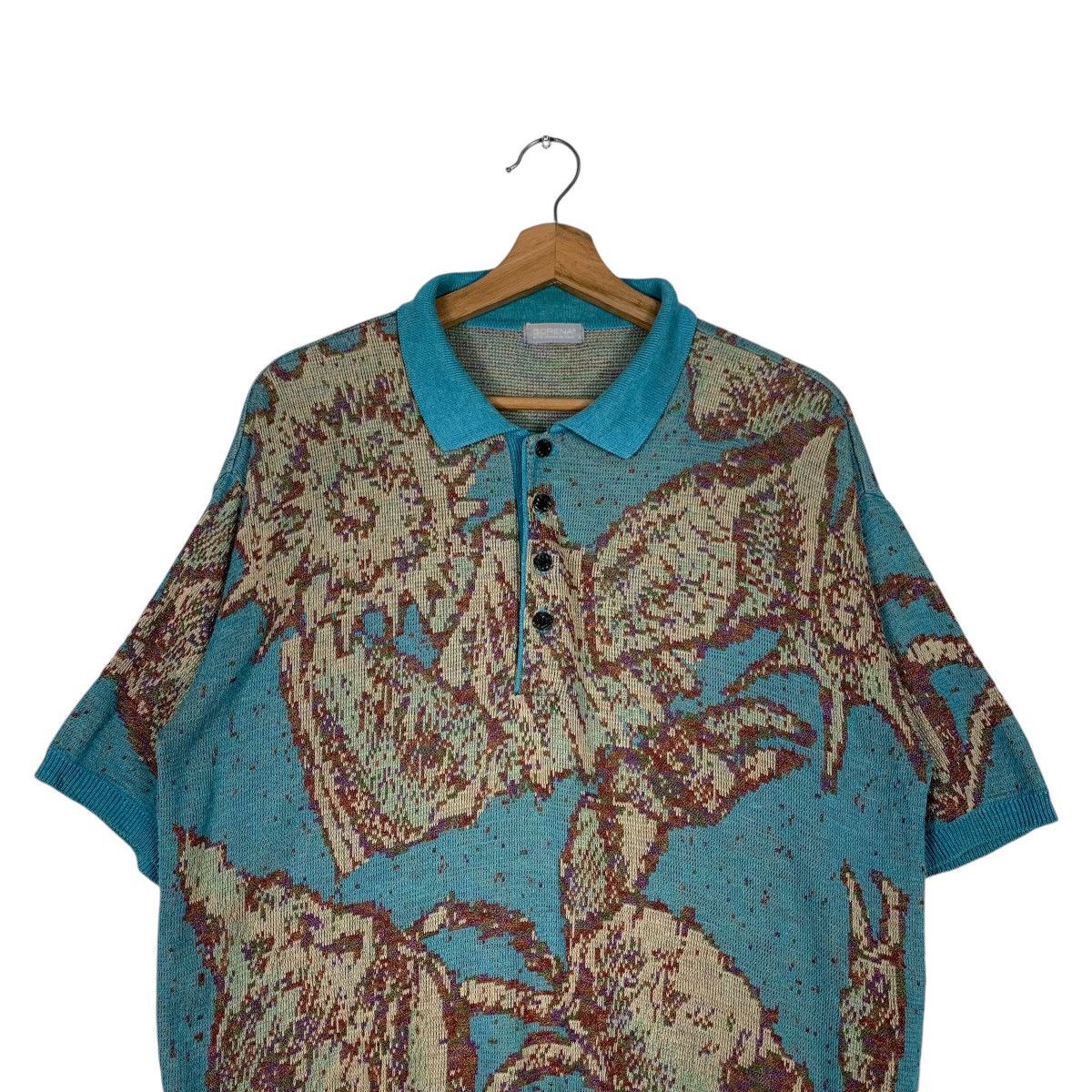 Japanese Brand GORENA Sea Animal Graphic Knitted SS Jumper #1192-C54 Size US L / EU 52-54 / 3 - 2 Thumbnail