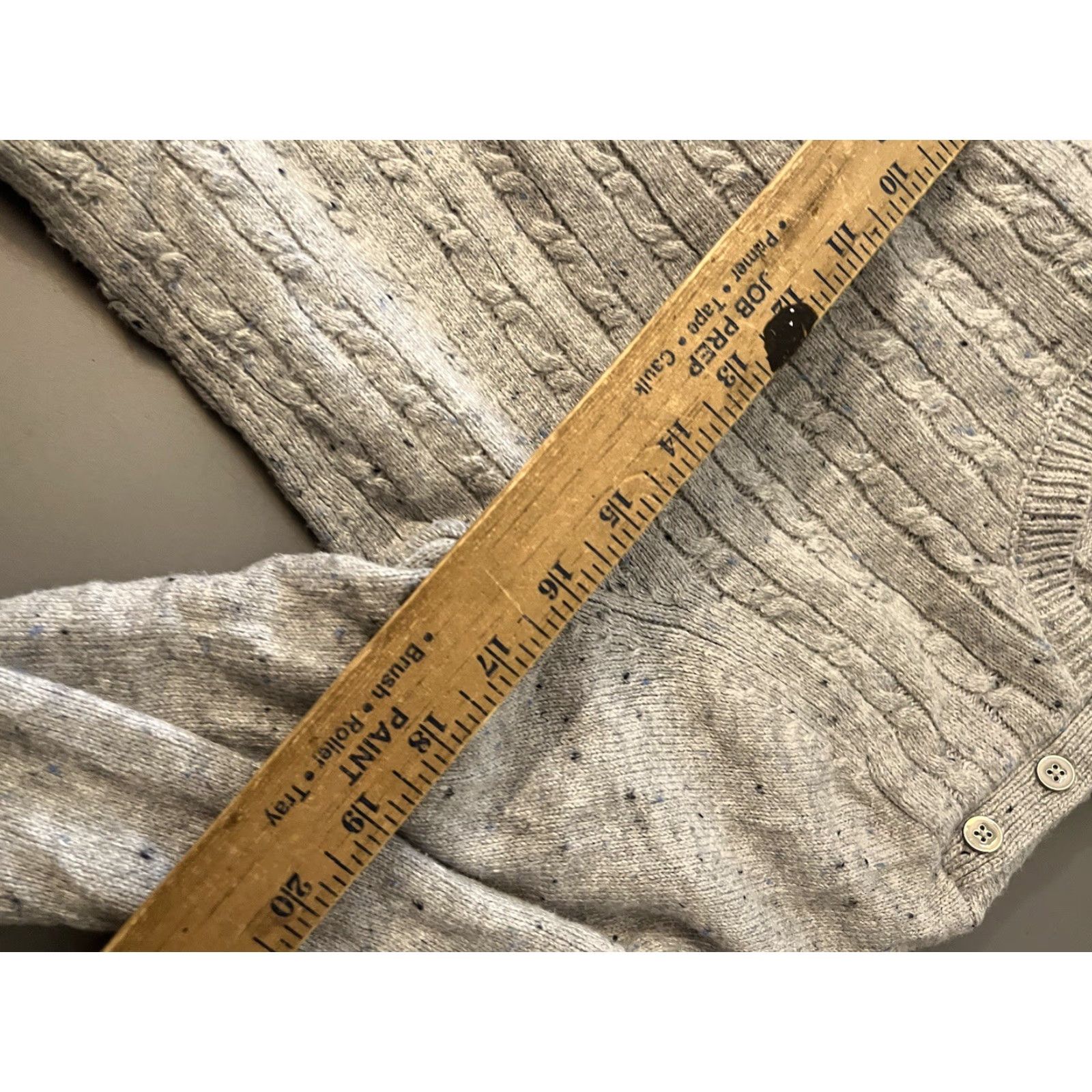 Talbots Talbots Womens Gray Sweater Large Cotton Cable Knit Round Neck Shoulder Button Pullover Size L / US 10 / IT 46 - 5 Thumbnail