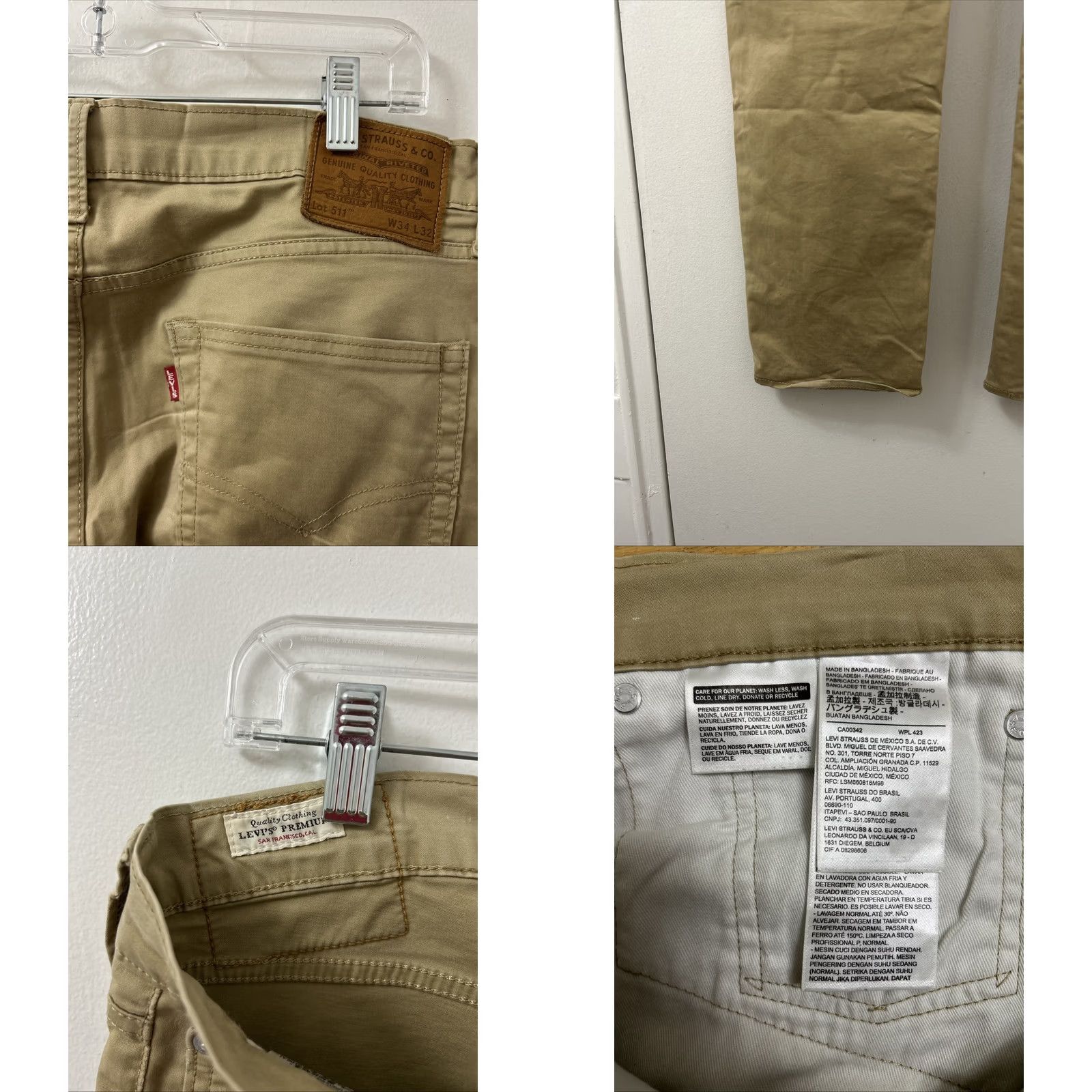 Levi's Levi's 511 Jeans Mens 34x32 Slim Fit Denim Brown Zip Pockets Regular Inseam 32 Straight Logo 500 Series Size US 34 / EU 50 - 8 Thumbnail