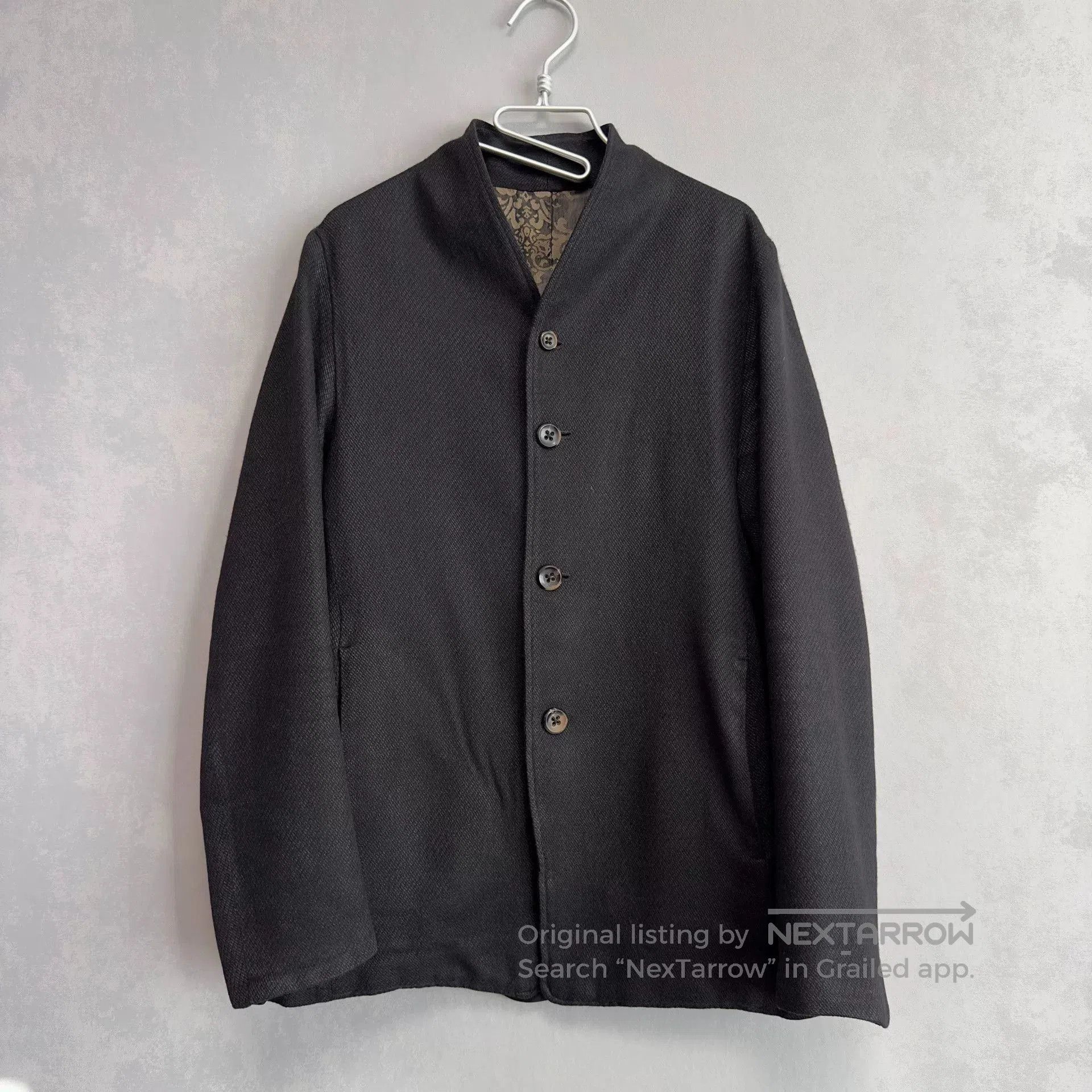 Geoffrey B. Small black mix fabric collarless jacket. Size US S / EU 44-46 / 1 - 2 Thumbnail
