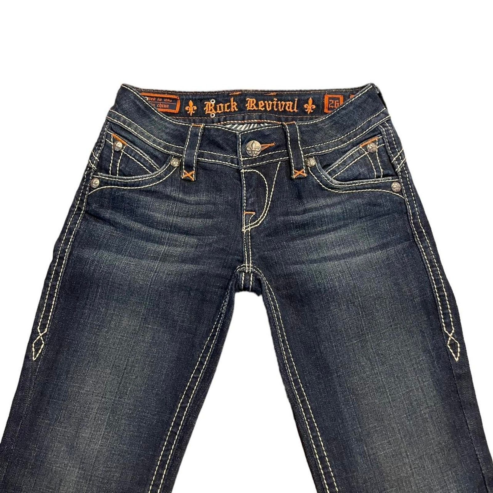 Rock Revival VTG Y2K Rock Revival bootcut jeans FLEUR DE LIS pockets 26 Size 26" / US 2 / IT 38 - 3 Thumbnail