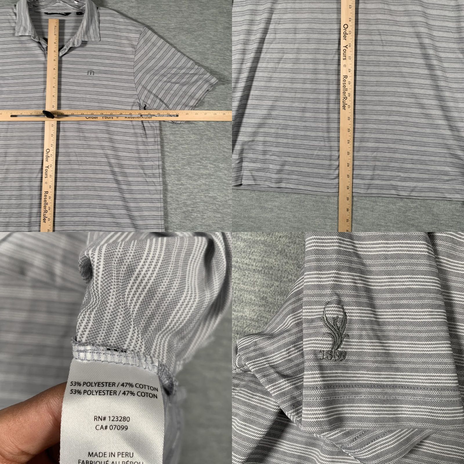 TravisMathew Travis Mathew Polo Shirt Mens XL Gray Micro Stripe Golf Performance Short Sleeve Size US XL / EU 56 / 4 - 8 Thumbnail
