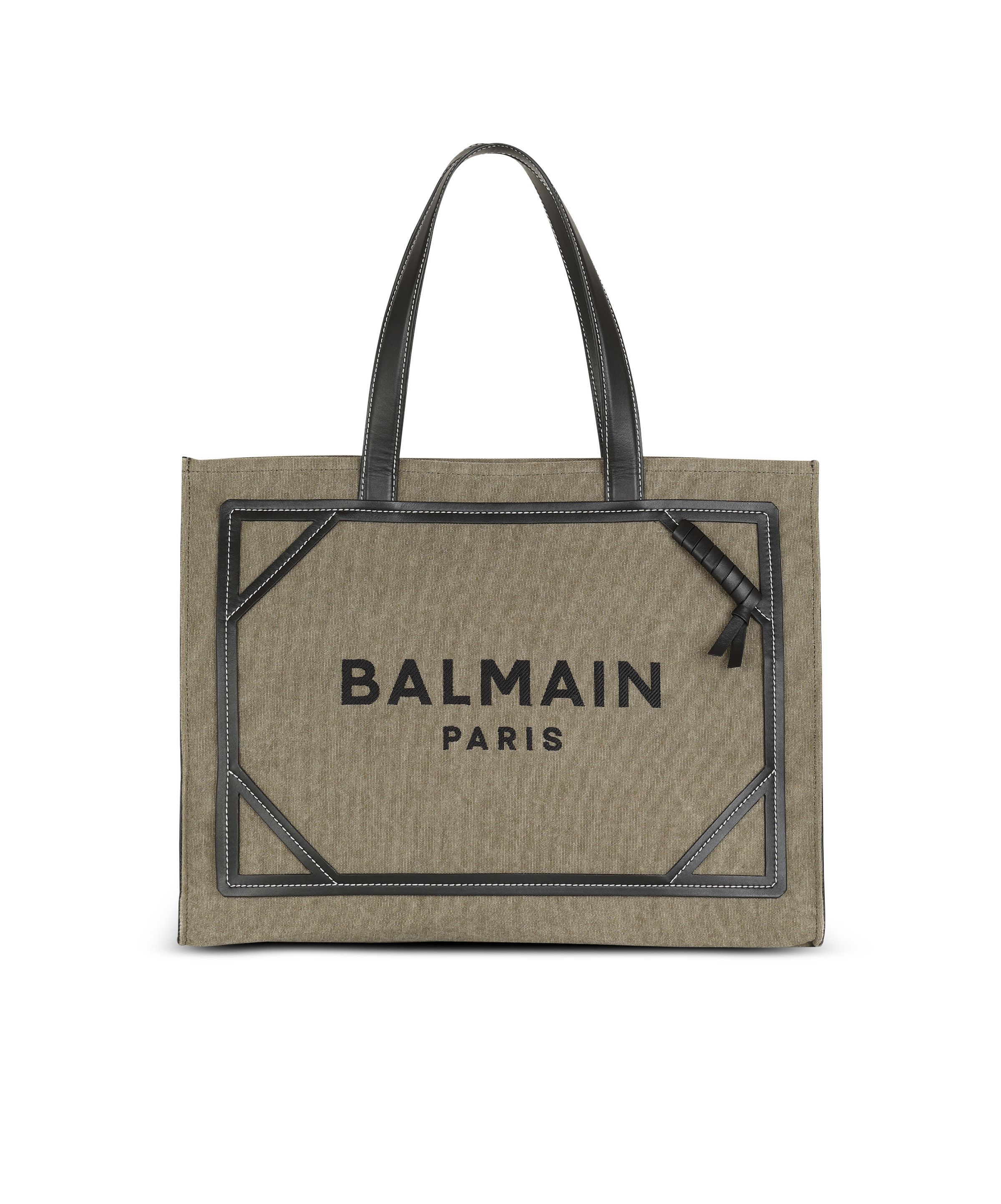 Balmain BALMAIN B Army 42 khaki black green canvas leather tote bag Size ONE SIZE - 1 Thumbnail