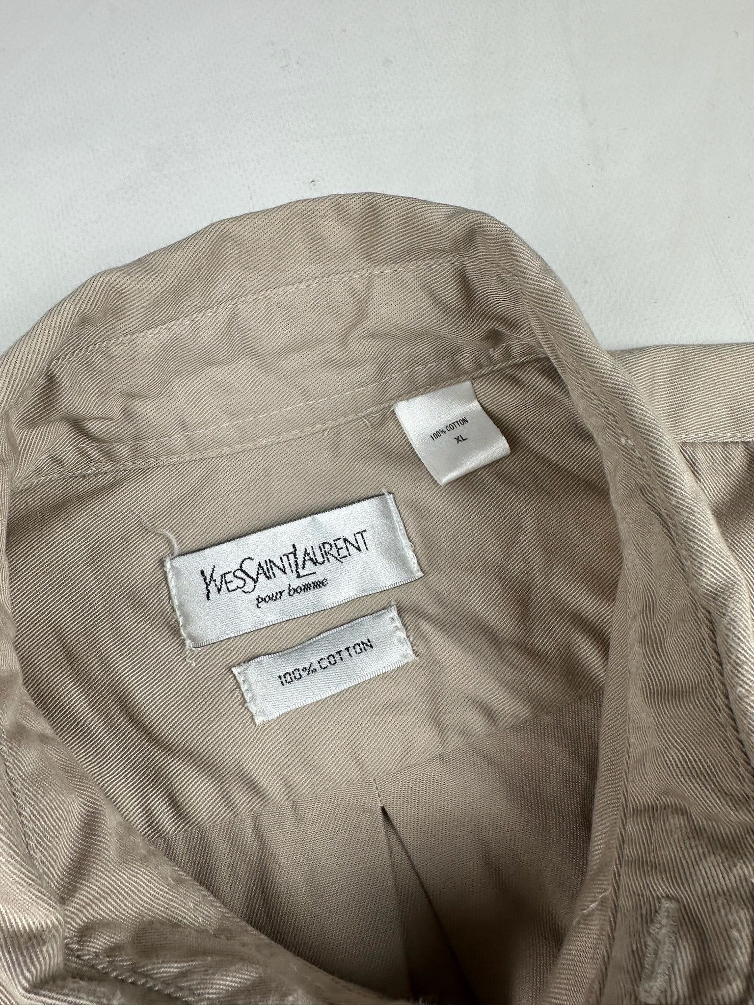 Vintage Vintage YSL Chest Logo Heavyweight Cotton Shirt Size US XL / EU 56 / 4 - 3 Thumbnail