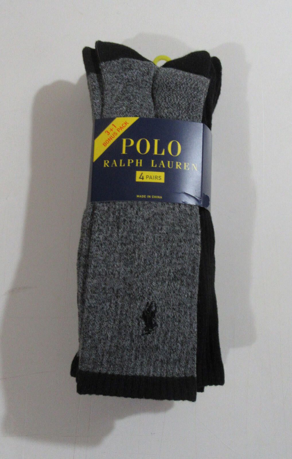 Polo Ralph Lauren Polo Ralph Lauren Mens Contrast Heel Crew Socks Grey Black Size ONE SIZE - 11 Thumbnail