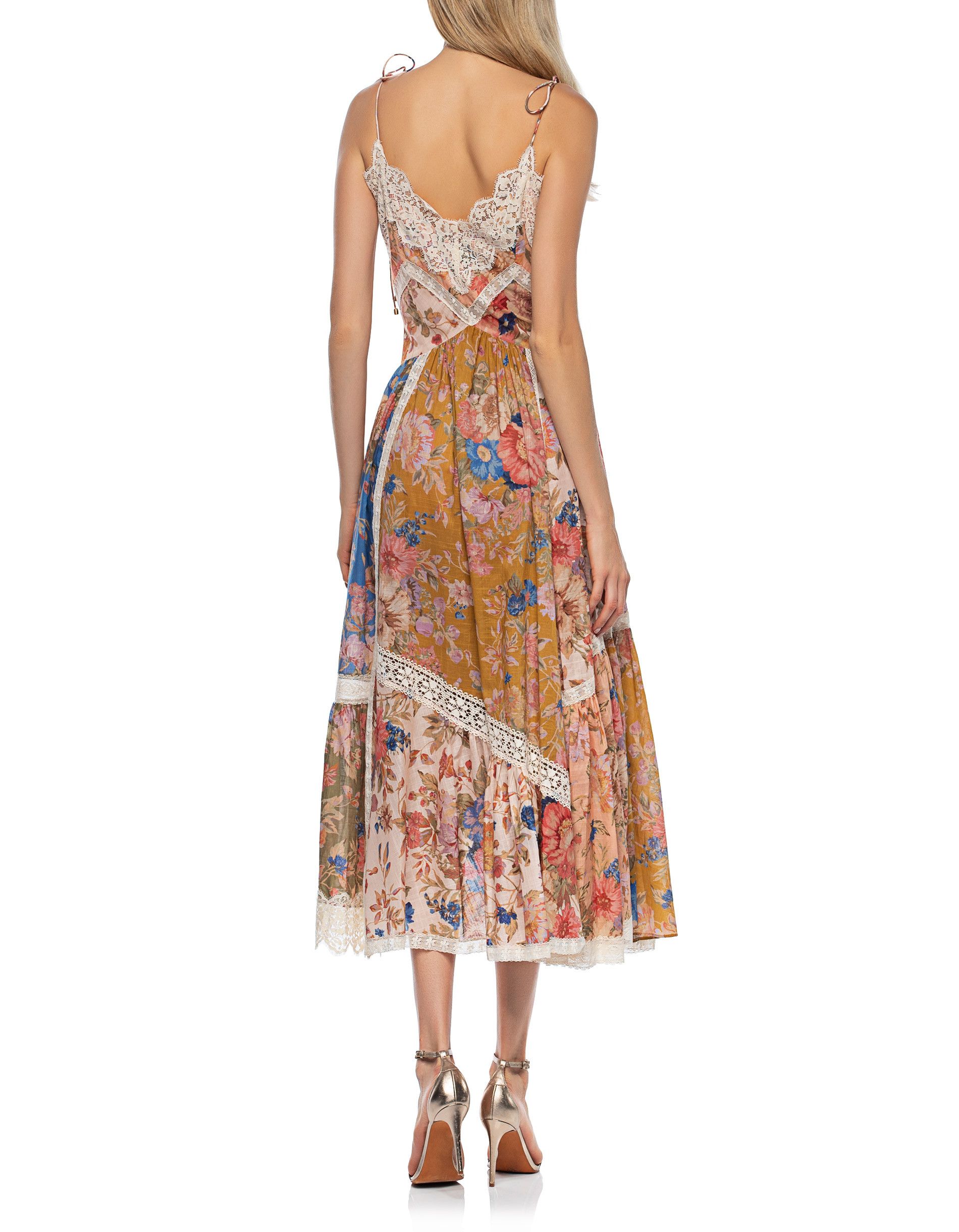 Zimmermann o1s22i1n1024 Lace Trimmed Asymmetric Dress in Multicolor Size M / US 6-8 / IT 42-44 - 3 Thumbnail