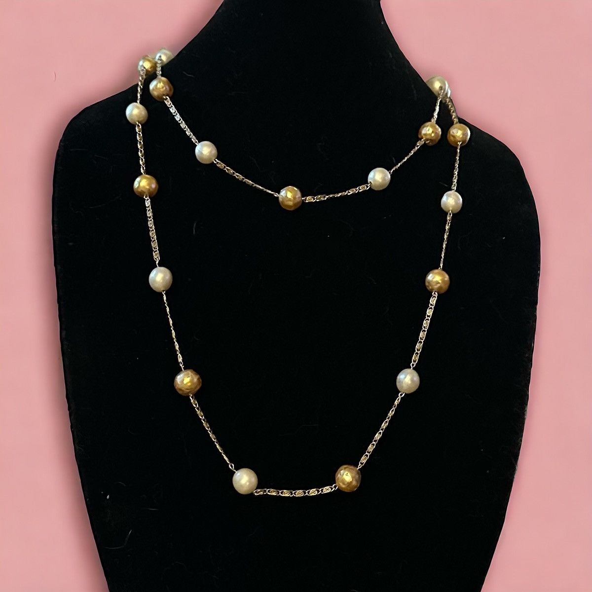 Vintage Vintage long faux pearl station necklace Size ONE SIZE - 1 Thumbnail
