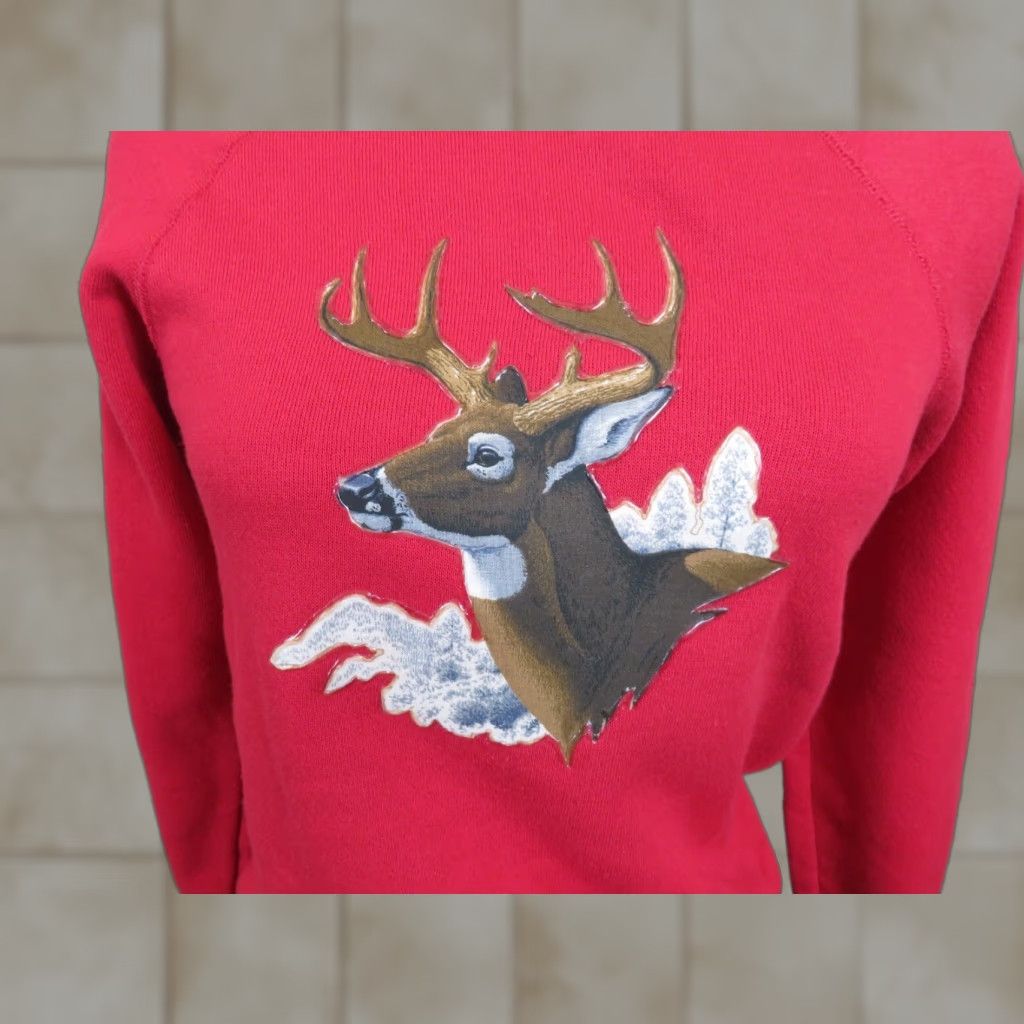 Lee VINTAGE Lee Sturdy Sweats Sweatshirt Red L Boys Deer Buck Whitetail 70s 80s Size US L / EU 52-54 / 3 - 1 Thumbnail