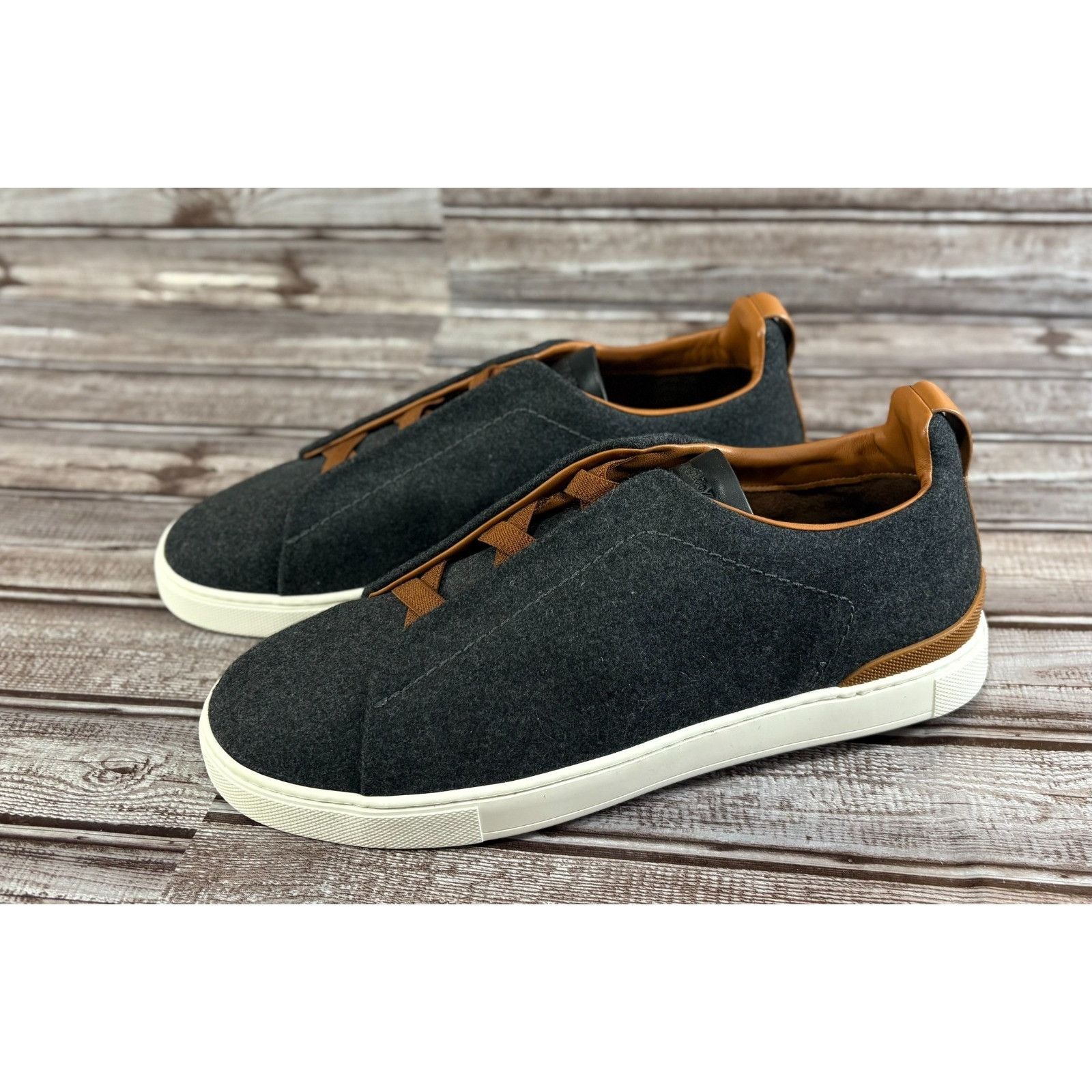 Ermenegildo Zegna Zegna Triple Stitch Sneaker Grey Wool Leather Trim size 11 U Size US 11 / EU 44 - 1 Thumbnail