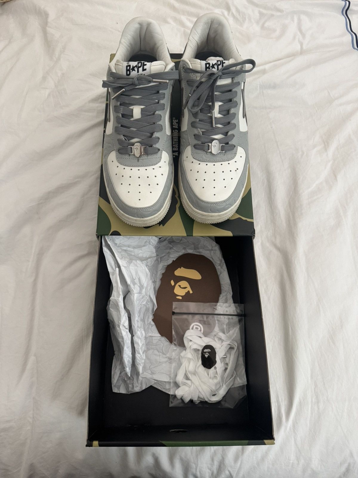 Bape A Bathing Ape Bapesta #4 M1 grey/white mens size 11 Size US 11 / EU 44 - 1 Thumbnail