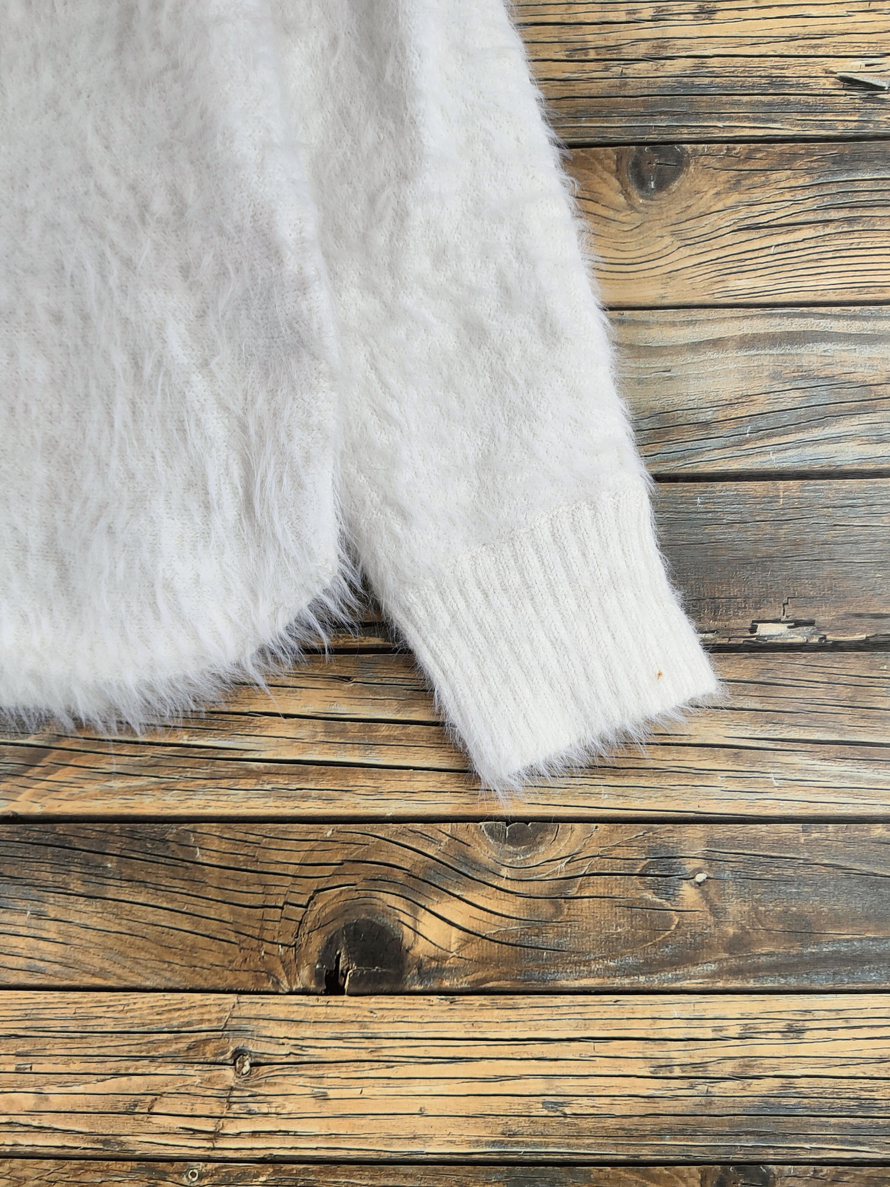 Gap DL Gap White Fur shaggy Mohair Knitwear #46-531 Size XS / US 0-2 / IT 36-38 - 6 Thumbnail