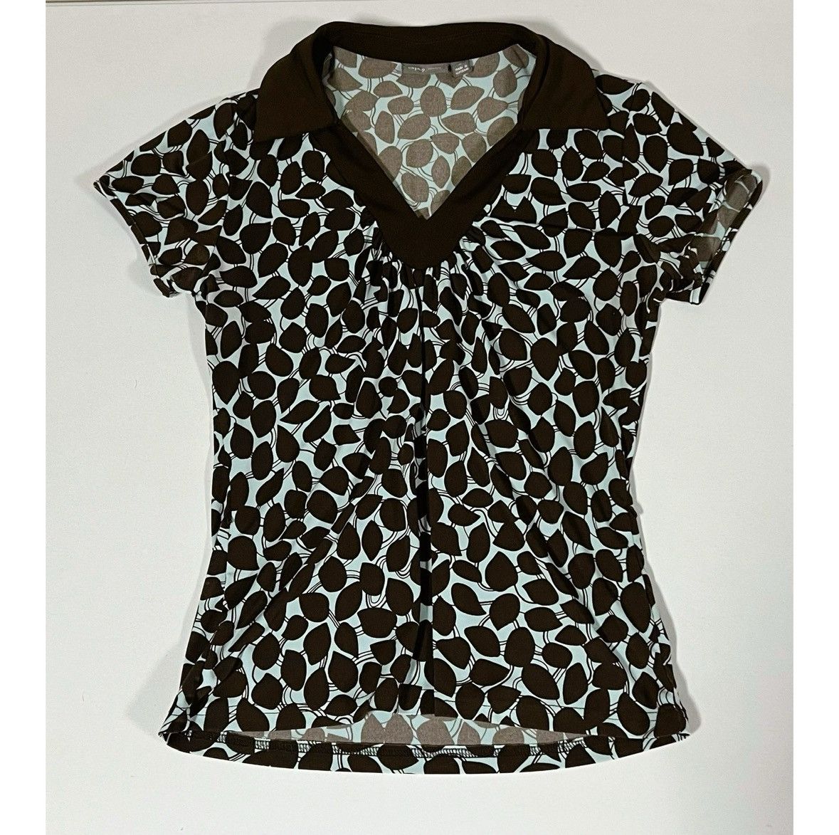 Apt. 9 Apt. 9 Brown Abstract Collared Polo Shirt Blouse Size S 🩵🤎✨ Size S / US 4 / IT 40 - 1 Thumbnail