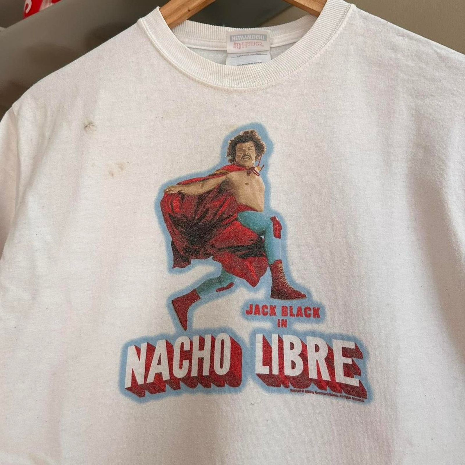 Hanes × Vintage Vintage Y2K Nacho Libre Movie Promo Shirt Size US S / EU 44-46 / 1 - 2 Thumbnail