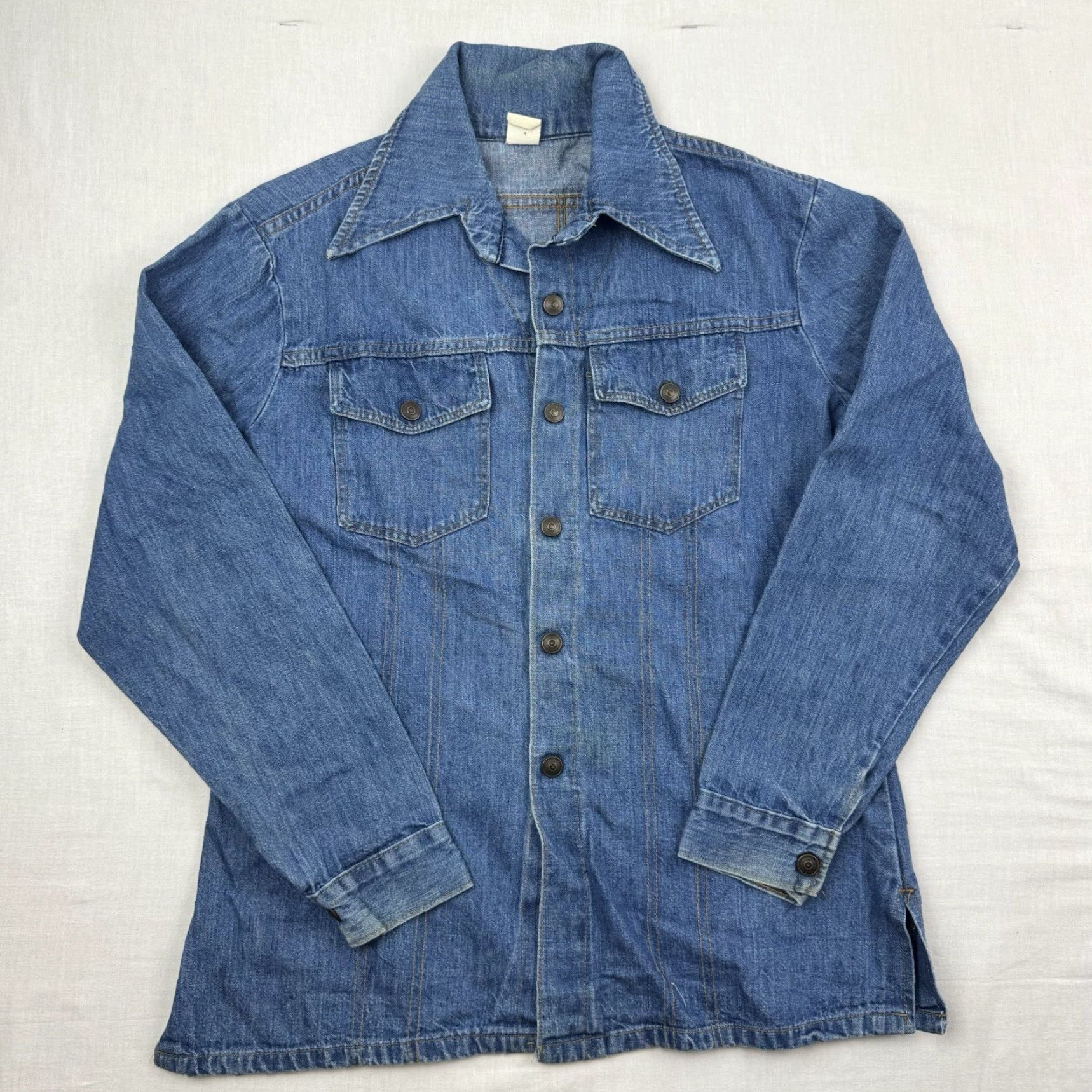 Denime VINTAGE Denim Button-Up Shirt Adult Medium Blue 70s Hipster Western Casual Men's M Size US M / EU 48-50 / 2 - 2 Thumbnail