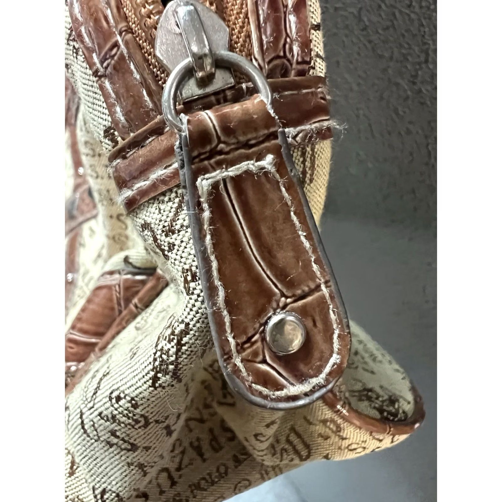 Vintage VINTAGE U.S. Polo Assn Shoulder Bag Purse All Over Logo Print Slouchy Hand Used VTG Women Tan Brown Canvas Bag Size ONE SIZE - 5 Thumbnail