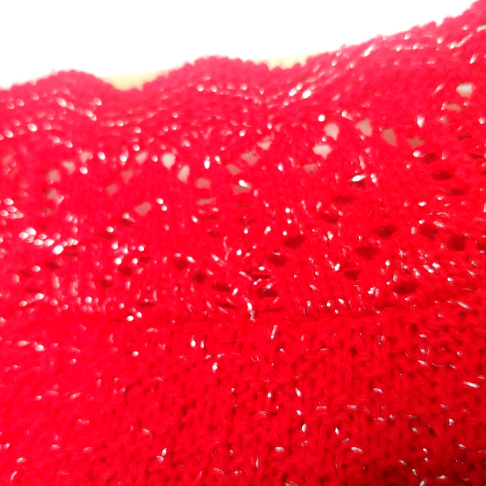 Vintage VINTAGE Adele Sweater Shirt Women L Red Silver Sparkle Knit Short Sleeve Crew Neck Holiday Party Shimmer Christmas Womens Size L / US 10 / IT 46 - 7 Thumbnail