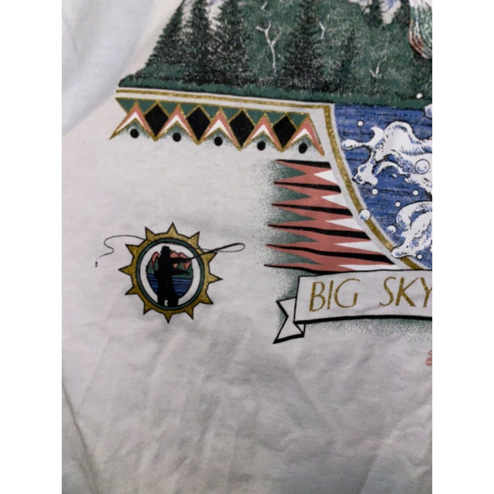 Jerzees VTG Test Print Shirt Virginia Montana Fish Trout White Tee Size US L / EU 52-54 / 3 - 9 Thumbnail
