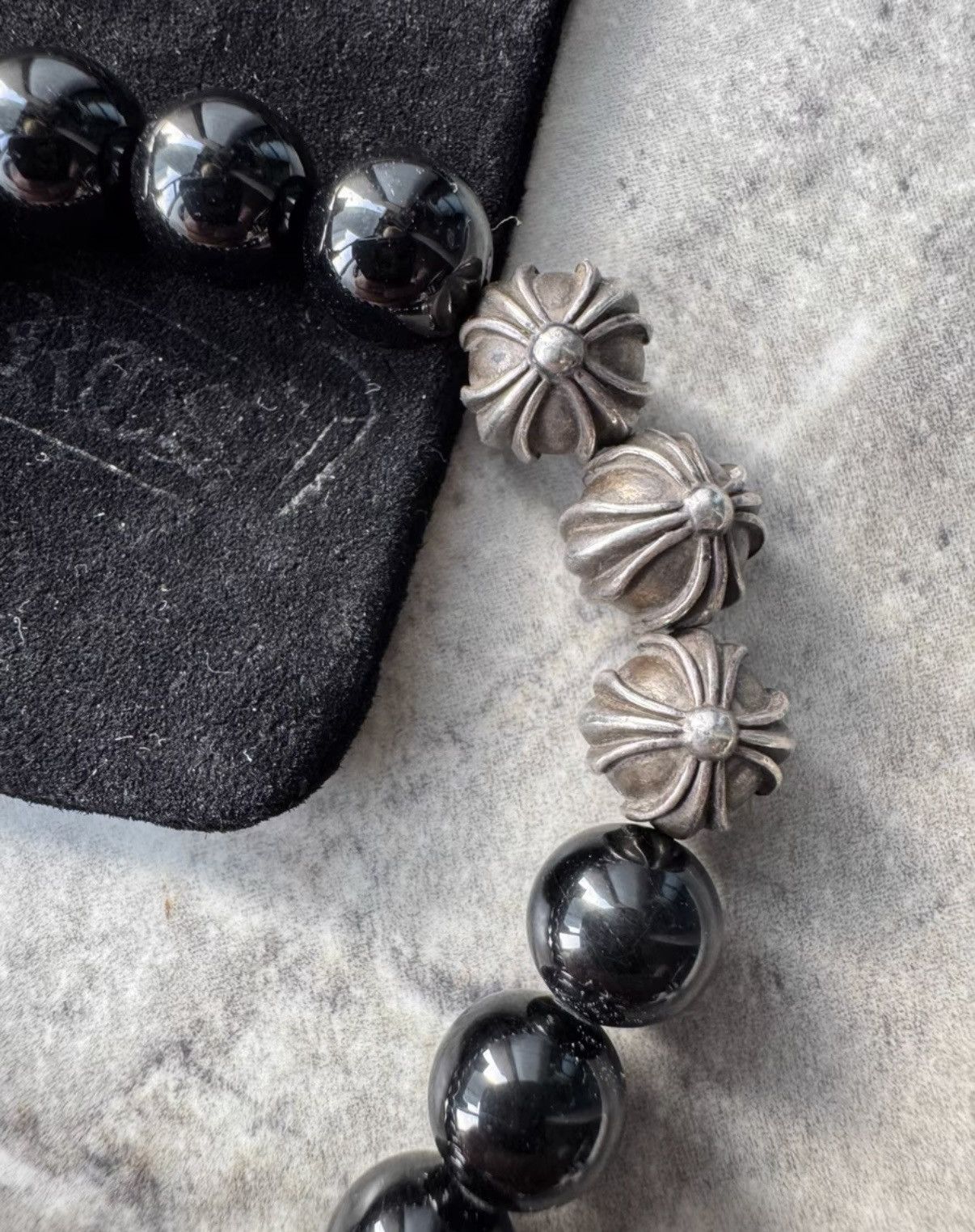 Chrome Hearts Chrome Hearts Eight Silver Beads & Obsidian Bracelet Size ONE SIZE - 3 Thumbnail