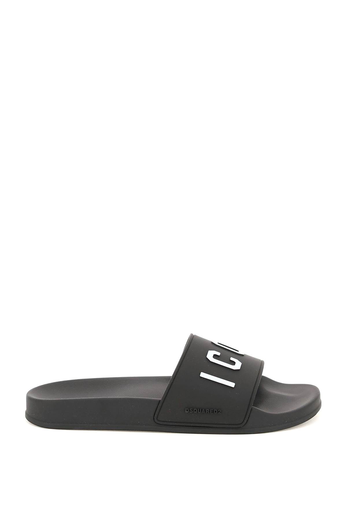 image of Dsquared2 Icon Rubber Slides in Black, Men's (Size 10)
