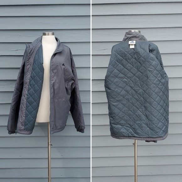 Adidas × Vintage Vintage 90s y2k Adidas Logo Gray Varsity Stripes Oversized Size US L / EU 52-54 / 3 - 2 Thumbnail