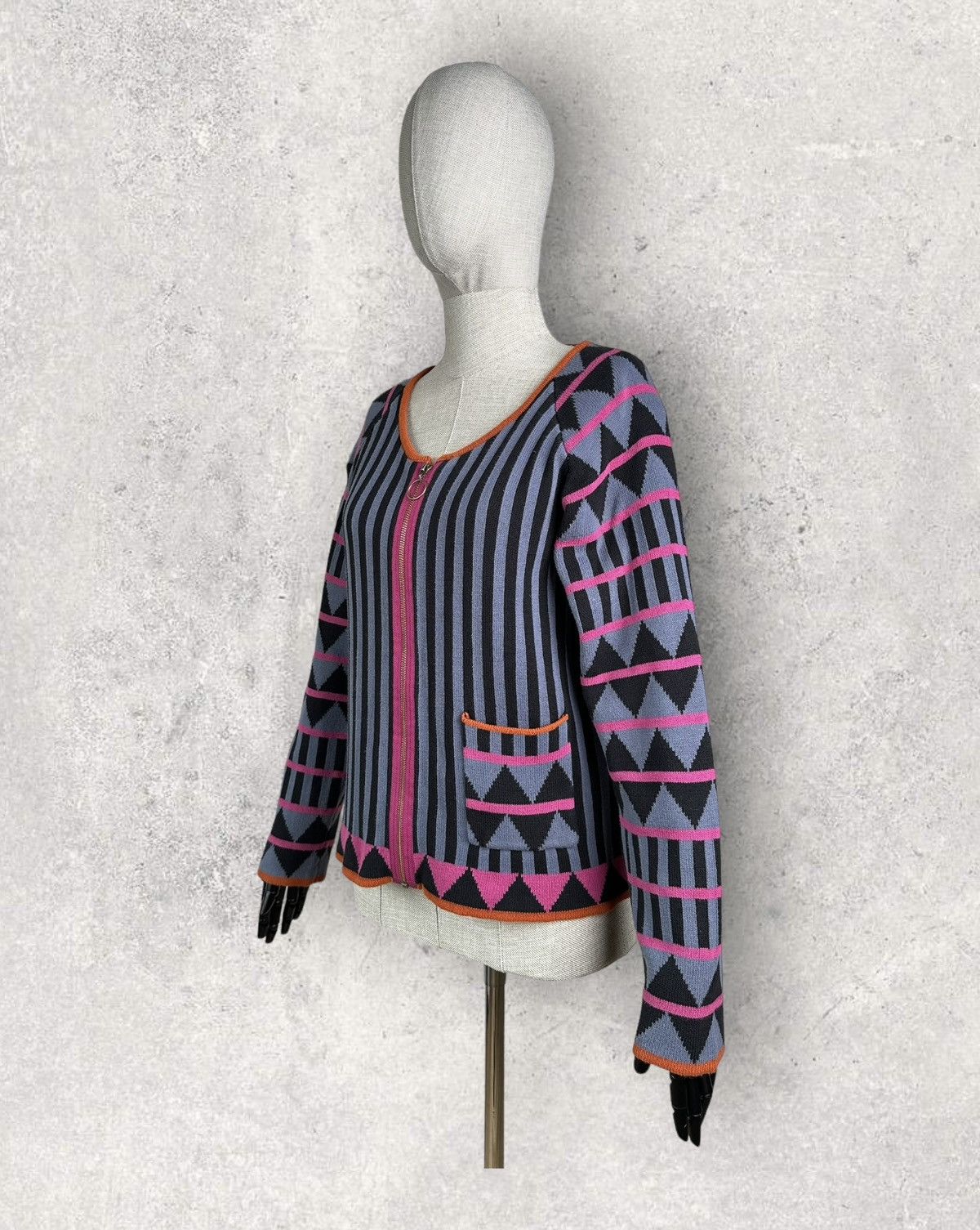 Gudrun Sjoden GUDRUN SJODEN Geometric Pattern Full Zip Cardigan Sweater Size M / US 6-8 / IT 42-44 - 2 Thumbnail