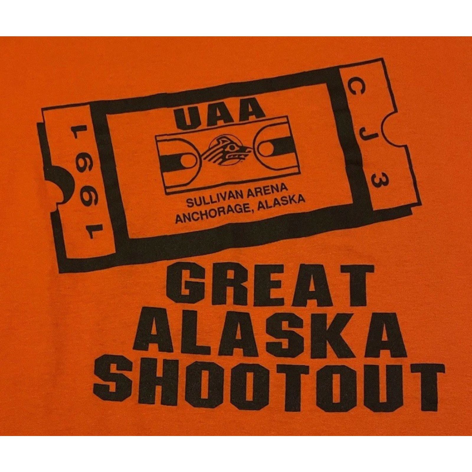 Greats VINTAGE 90s Great Alaskan Shootout Faded College Basketball Tournament Shirt L Orange Men T-Shirt Short Sleeve USA Single Stitch Size US L / EU 52-54 / 3 - 3 Thumbnail