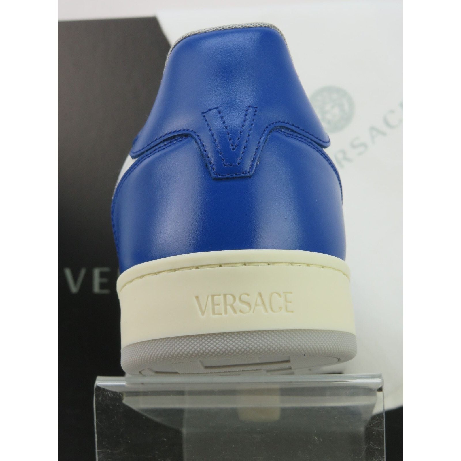 Versace VERSACE BLUE WHITE LEATHER MEDUSA HEAD LOW SNEAKERS 11 44 IT Size US 11 / EU 44 - 7 Thumbnail