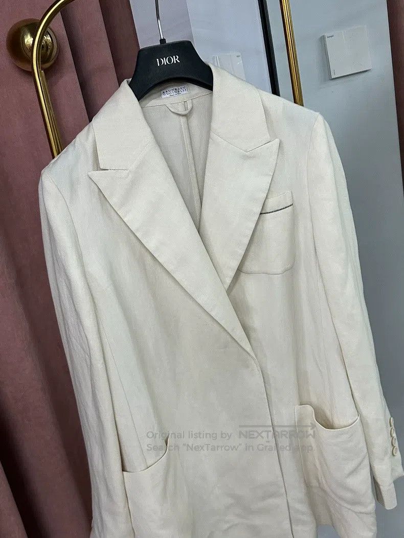 Brunello Cucinelli Brunello Cucinelli Beige Suit Jacket Size S / US 4 / IT 40 - 2 Thumbnail