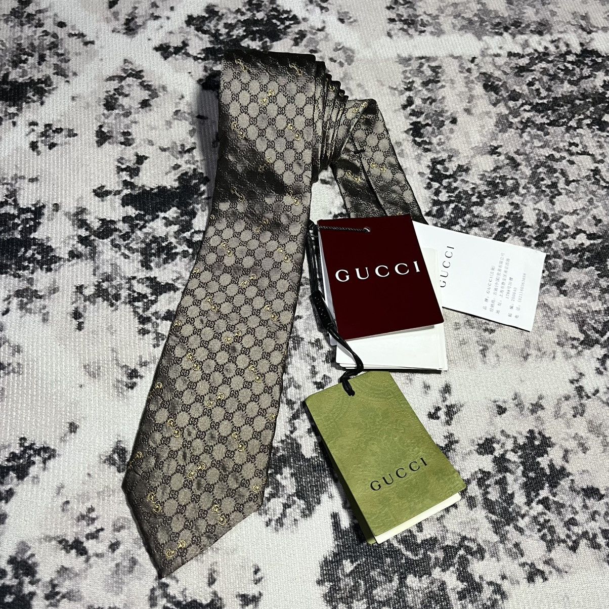 Gucci BNWT - Gucci Vintage GG Jacquard Silk Tie Size ONE SIZE - 1 Thumbnail