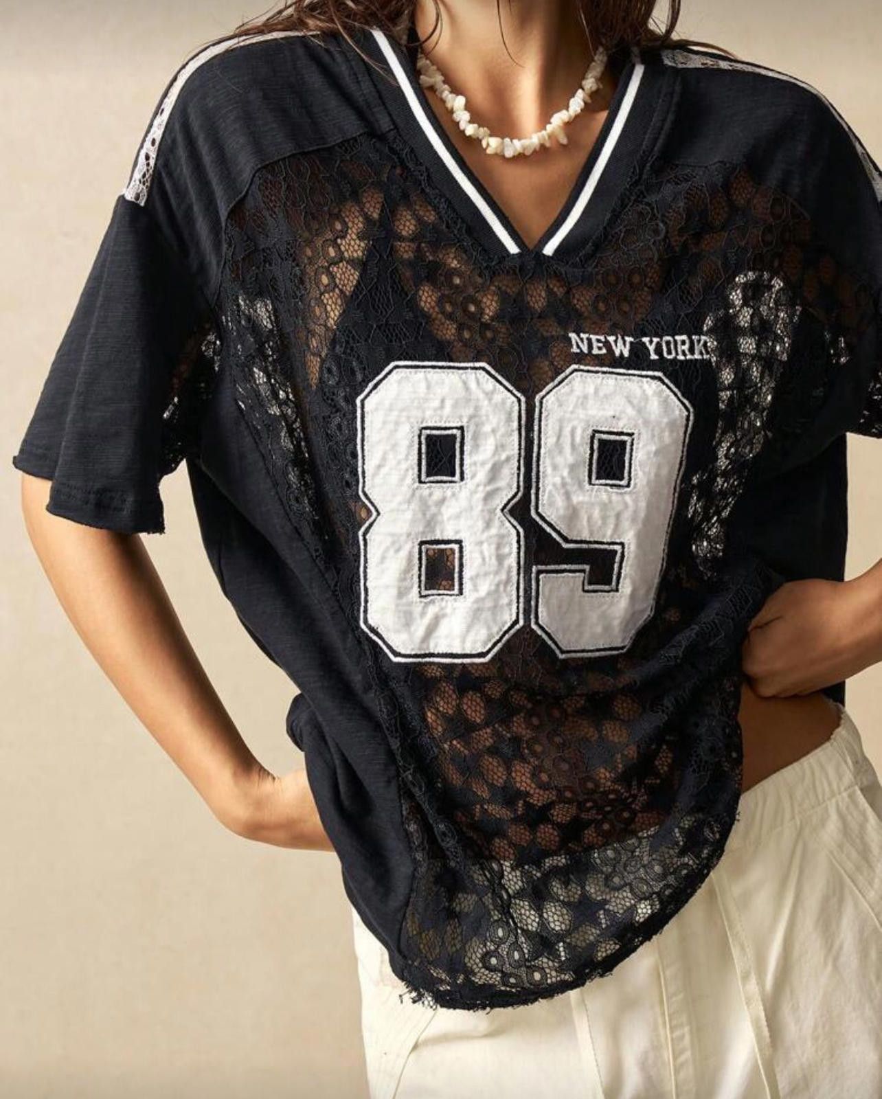 Other Star Lace Mesh Black Jersey Number 89 New York Size L / US 10 / IT 46 - 2 Thumbnail