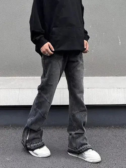 Japanese Brand × Jean Retro street grunge washed zippered micro-flare jeans Size US 32 / EU 48 - 1 Thumbnail
